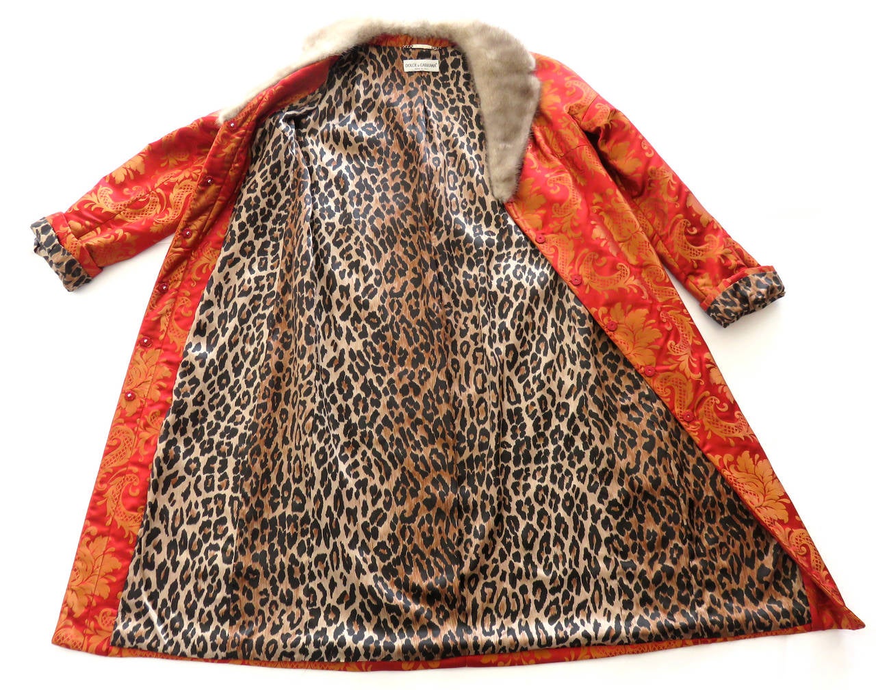 Women's DOLCE & GABBANA Silk damask & mink 2pc. coat & skirt set
