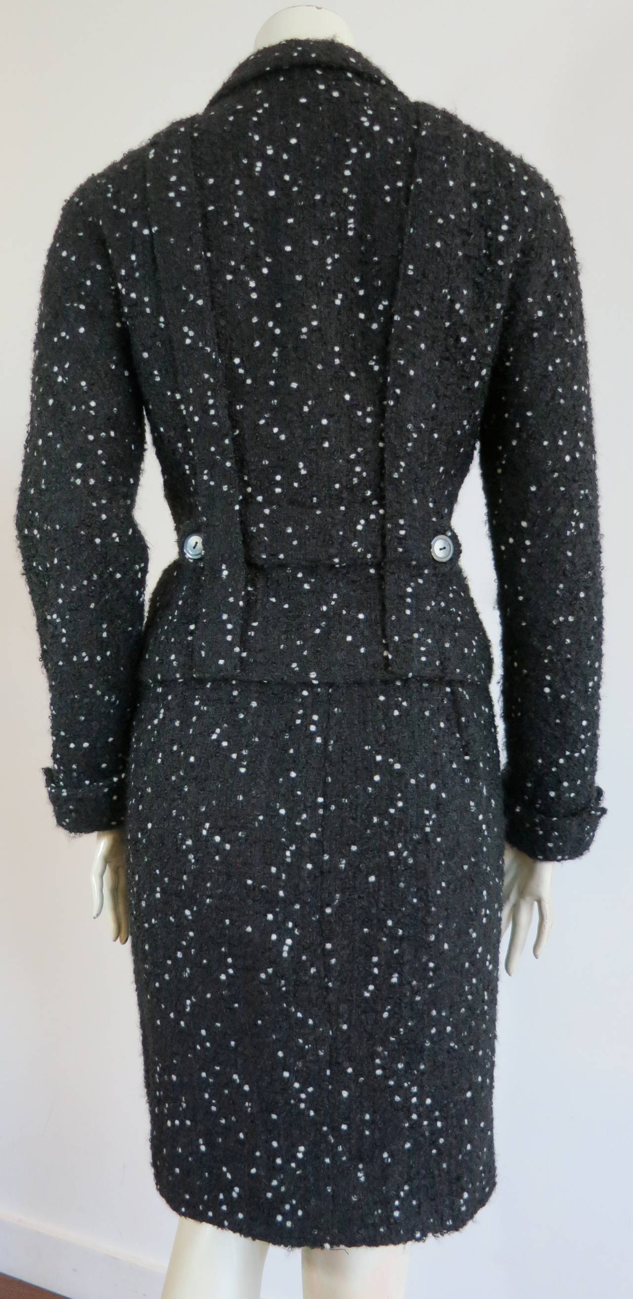 Black 1980's VALENTINO Confetti bouclé 2pc. skirt suit For Sale