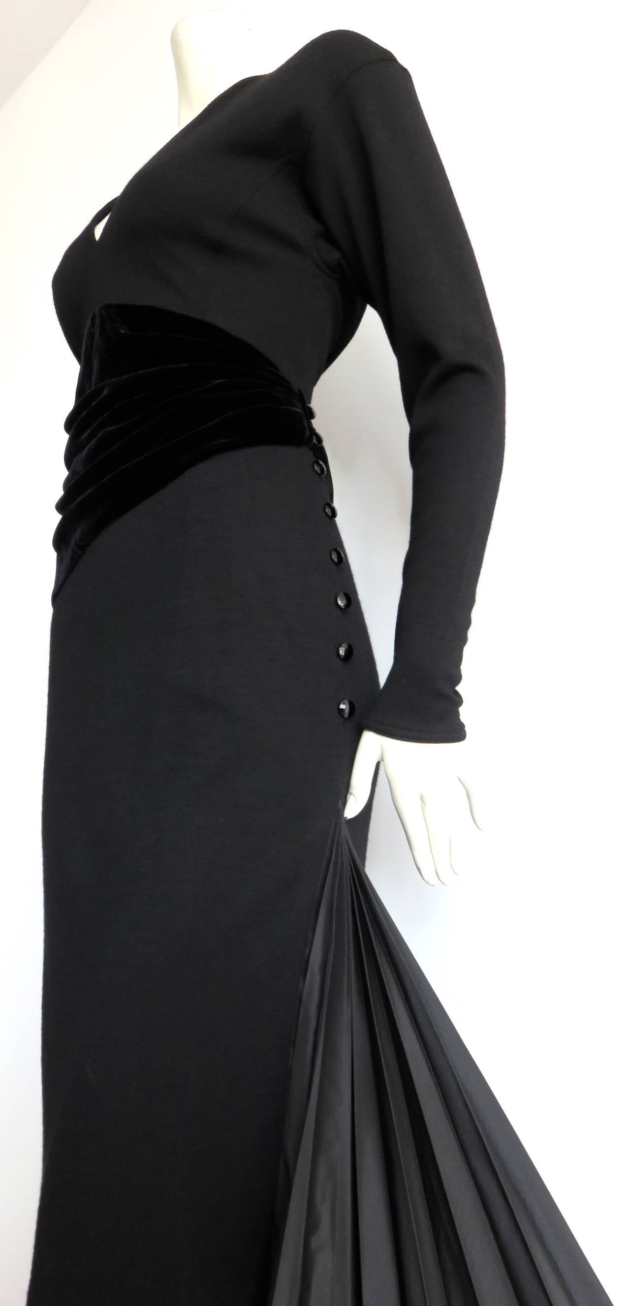 Women's 1980's EMANUEL UNGARO Black evening dress For Sale