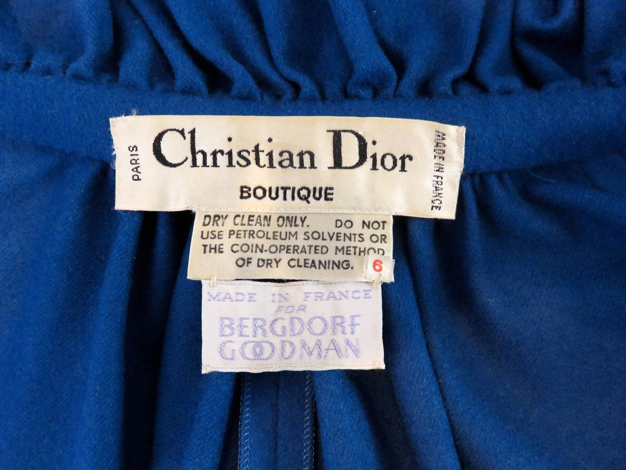 1970's CHRISTIAN DIOR Blue wool & black suede cape 6