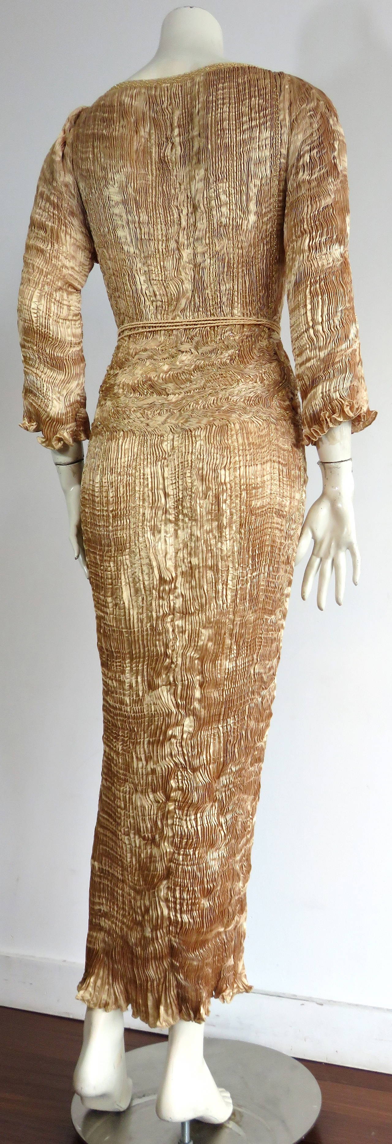 1980's PATRICIA LESTER Fortuny-pleated Delphos gown For Sale 2