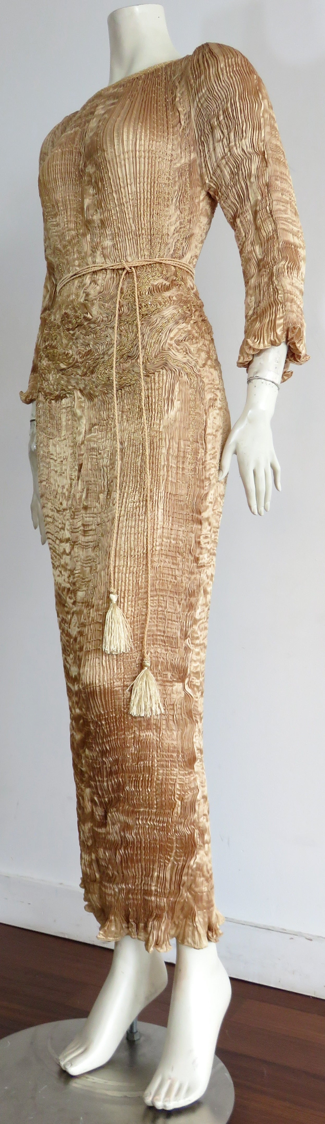 Women's 1980's PATRICIA LESTER Fortuny-pleated Delphos gown For Sale