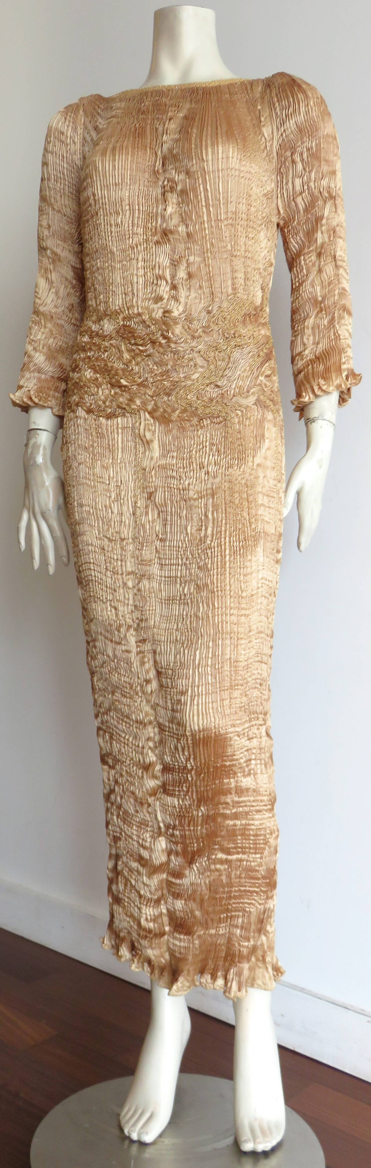 1980's PATRICIA LESTER Fortuny-pleated Delphos gown For Sale 4