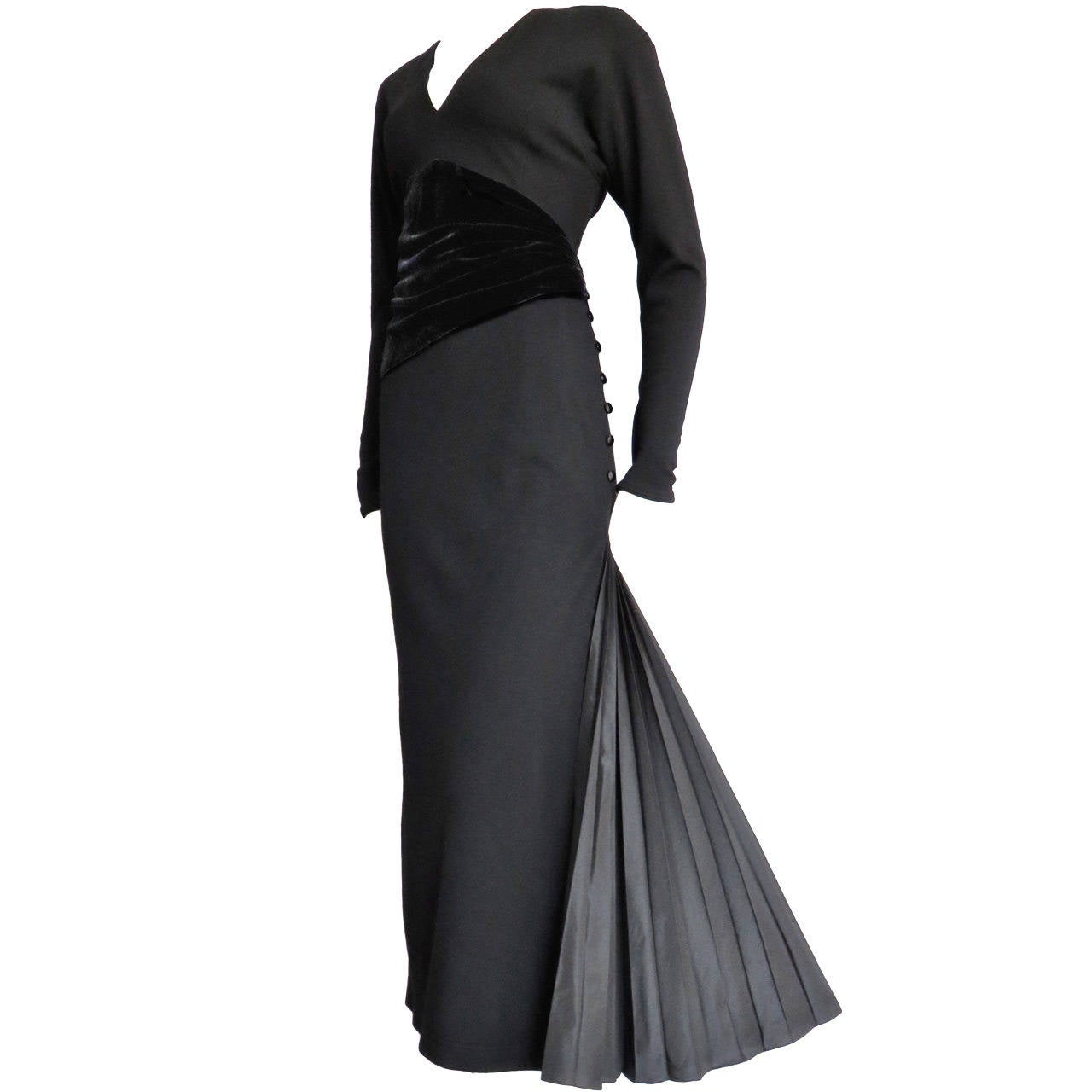 1980's EMANUEL UNGARO Black evening dress For Sale