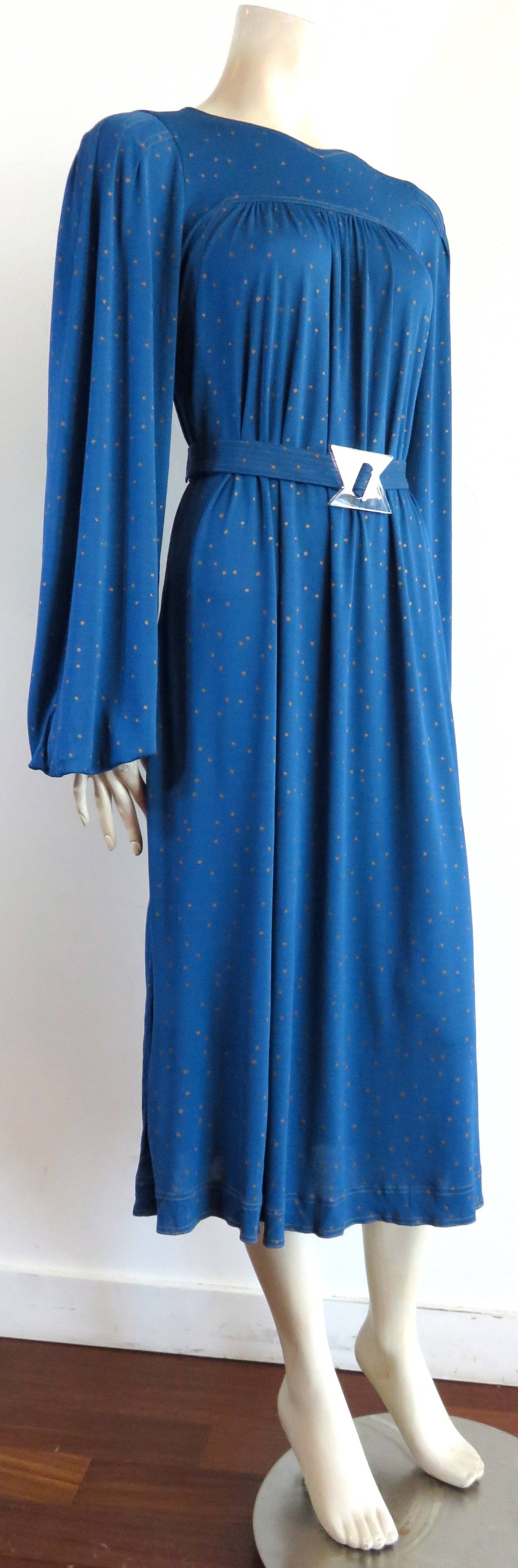 1970's JEAN MUIR Belted dress with provenance In Good Condition For Sale In Newport Beach, CA