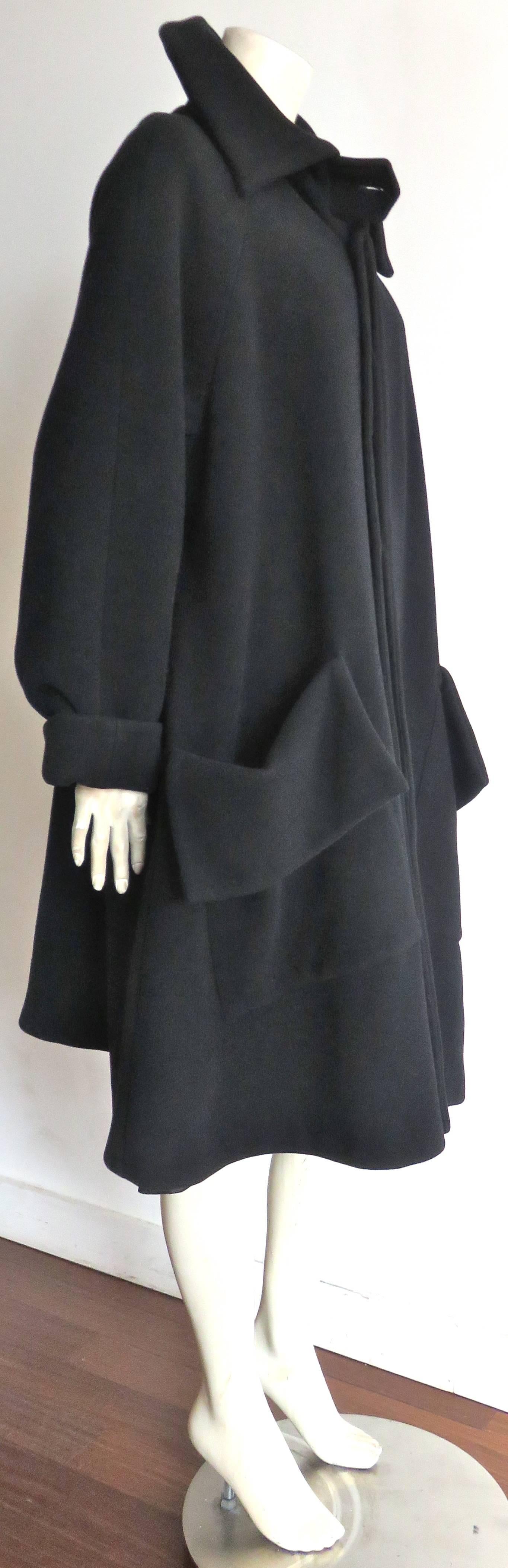 1990's YOHJI YAMAMOTO Black wool flap detail coat 1