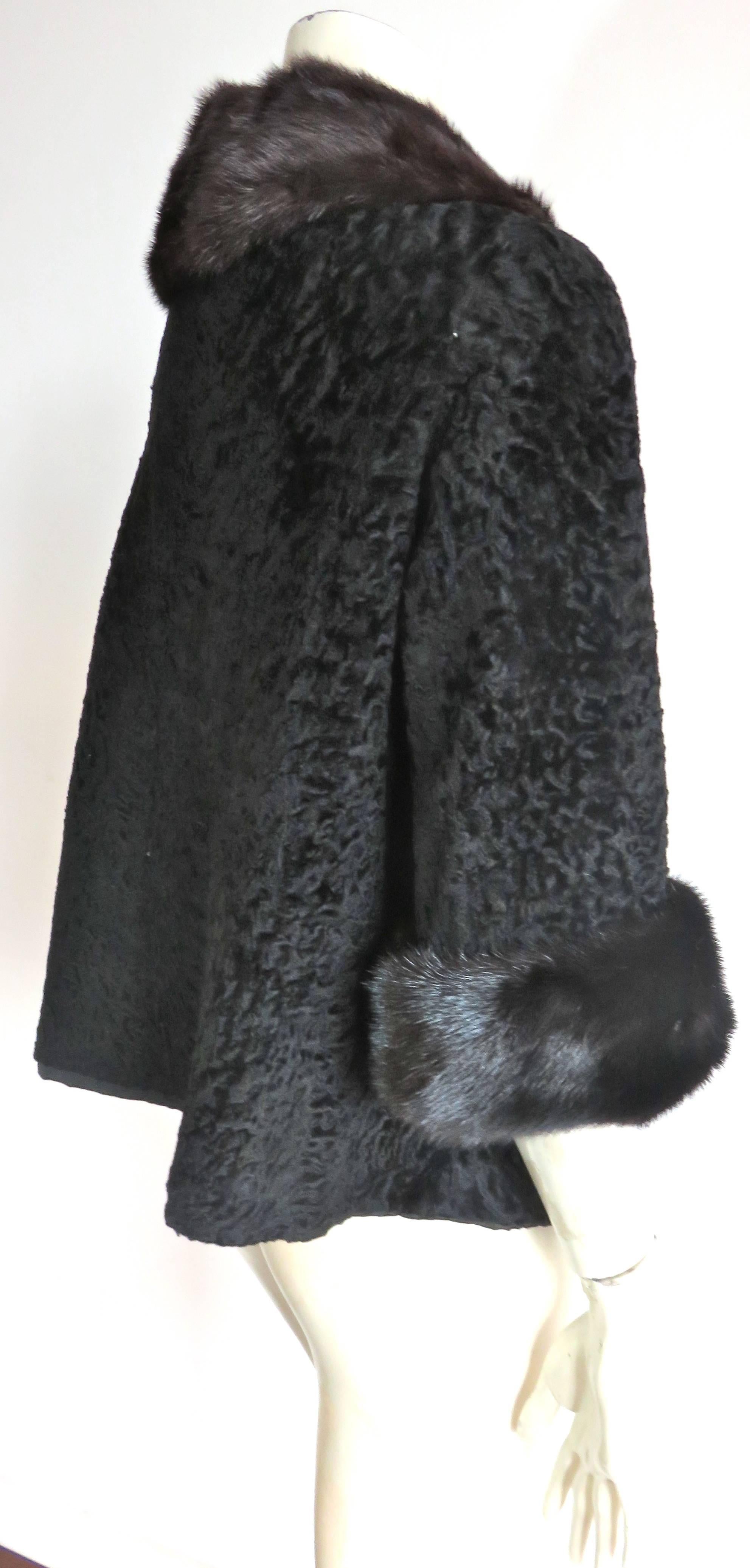 Mint condition 1960's BROADTAIL & MINK FUR JACKET In Excellent Condition For Sale In Newport Beach, CA
