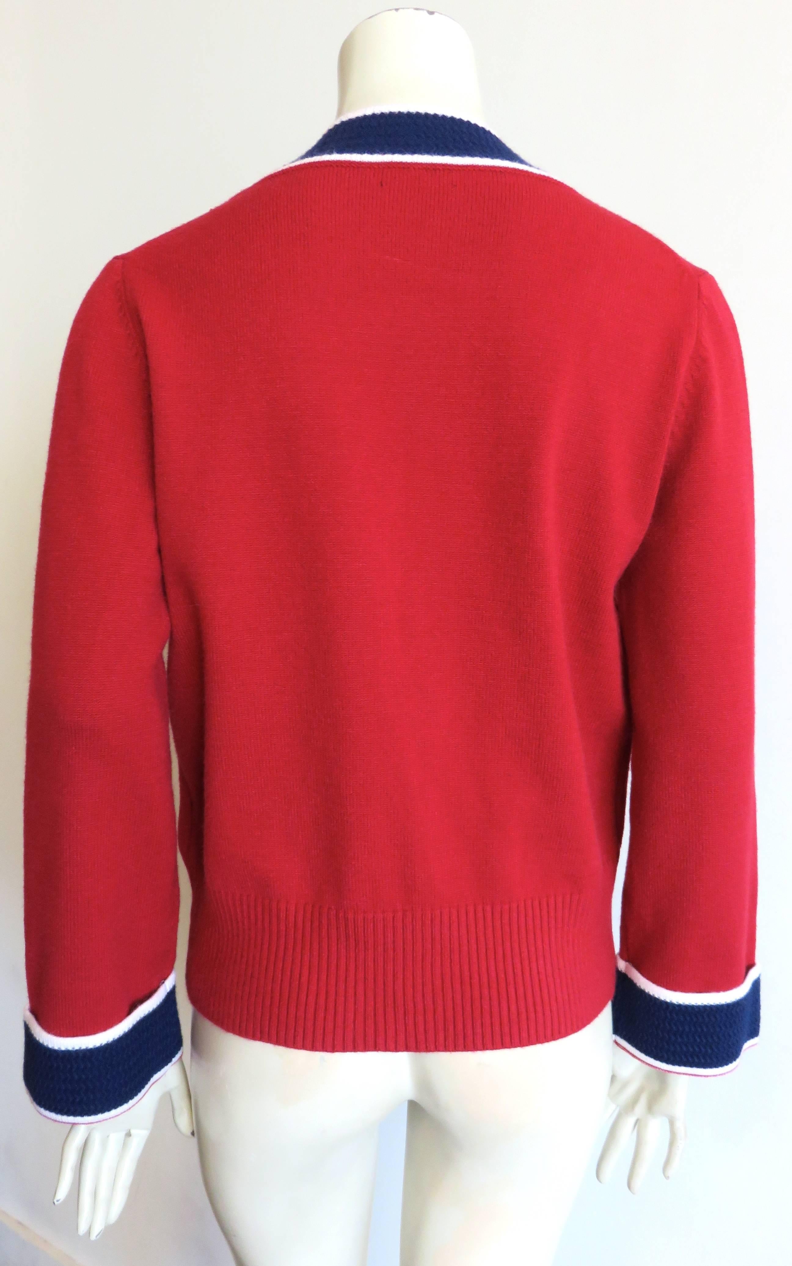 Red CHANEL PARIS Pure cashmere cardigan sweater - worn once For Sale
