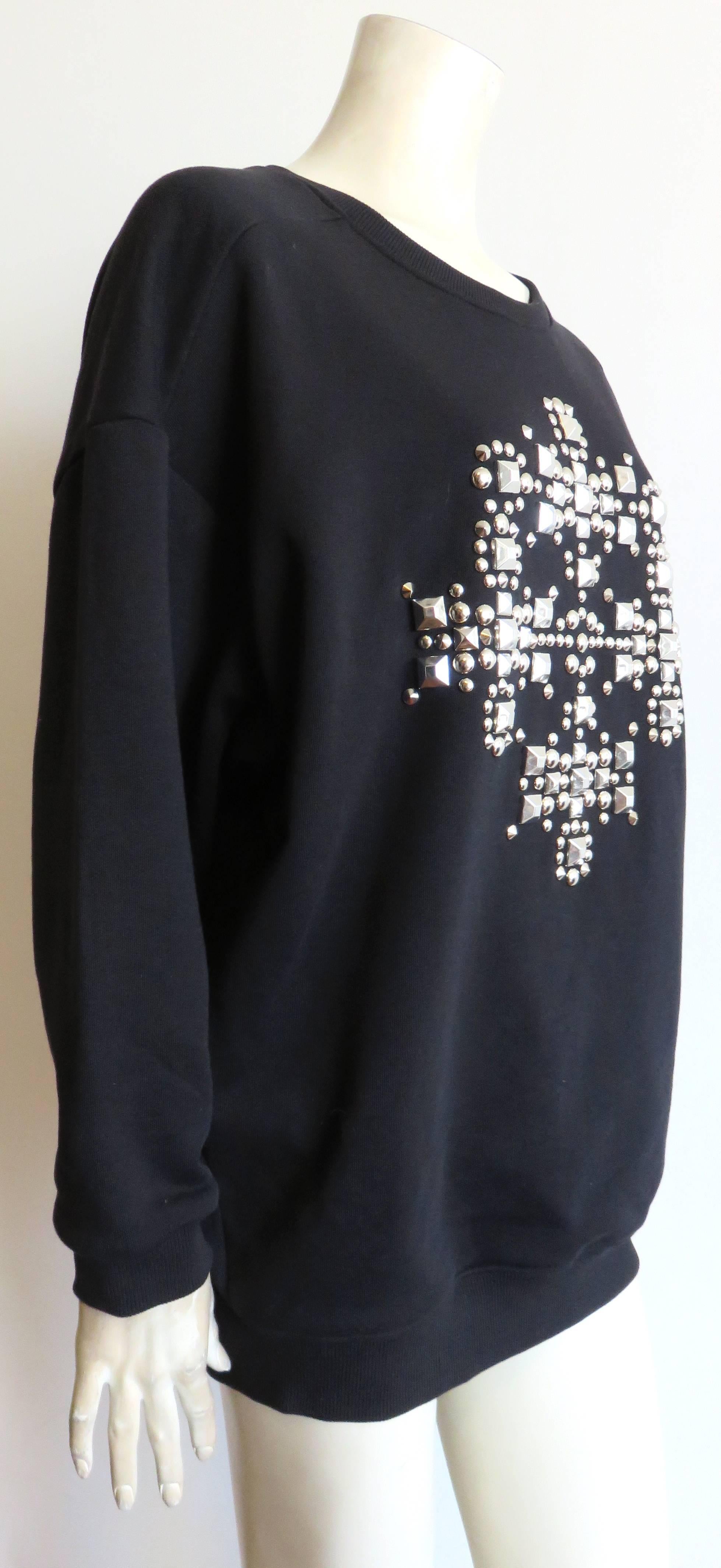 2014 SAINT LAURENT PARIS by Hedi Slimane studded sweatshirt sweater In Excellent Condition In Newport Beach, CA