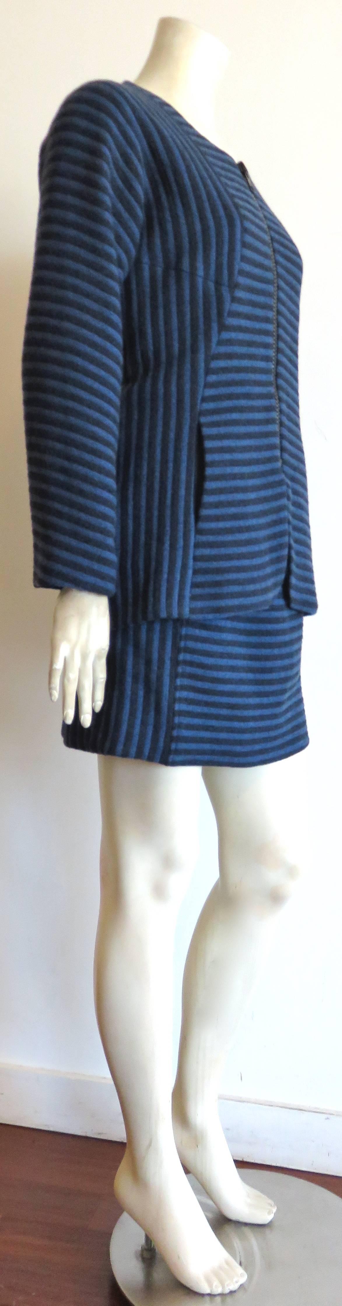 1995 GEOFFREY BEENE Striped wool skirt suit In Excellent Condition For Sale In Newport Beach, CA