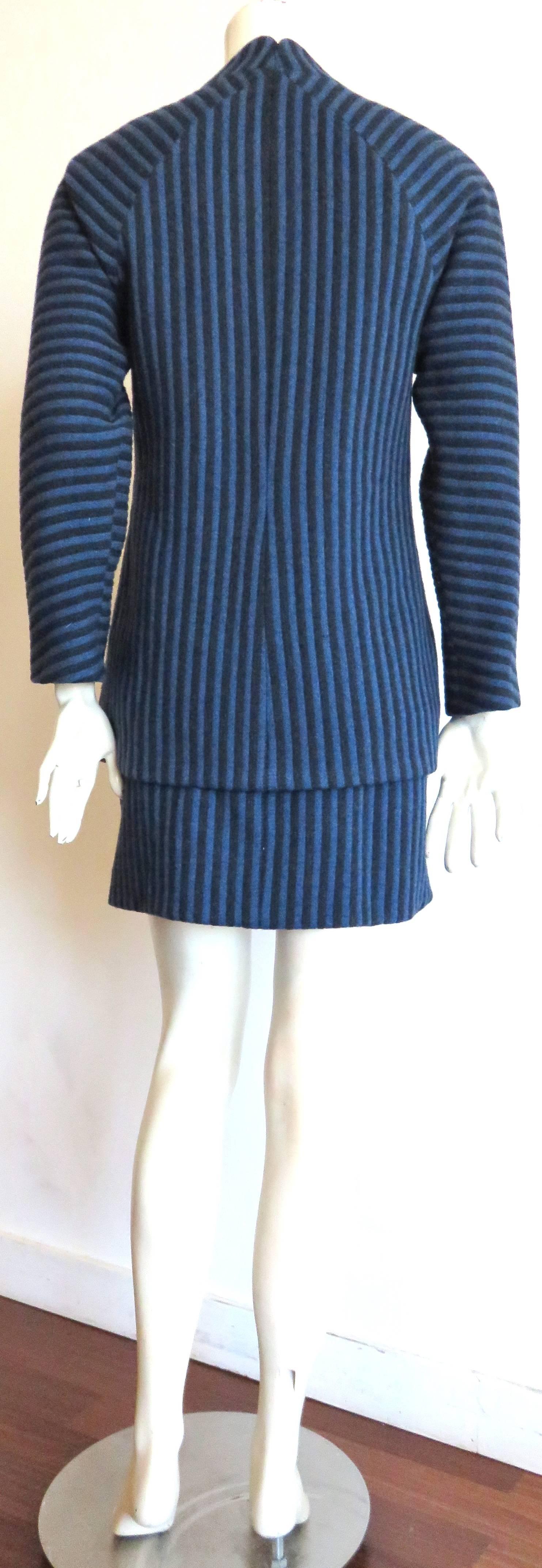 Women's 1995 GEOFFREY BEENE Striped wool skirt suit For Sale