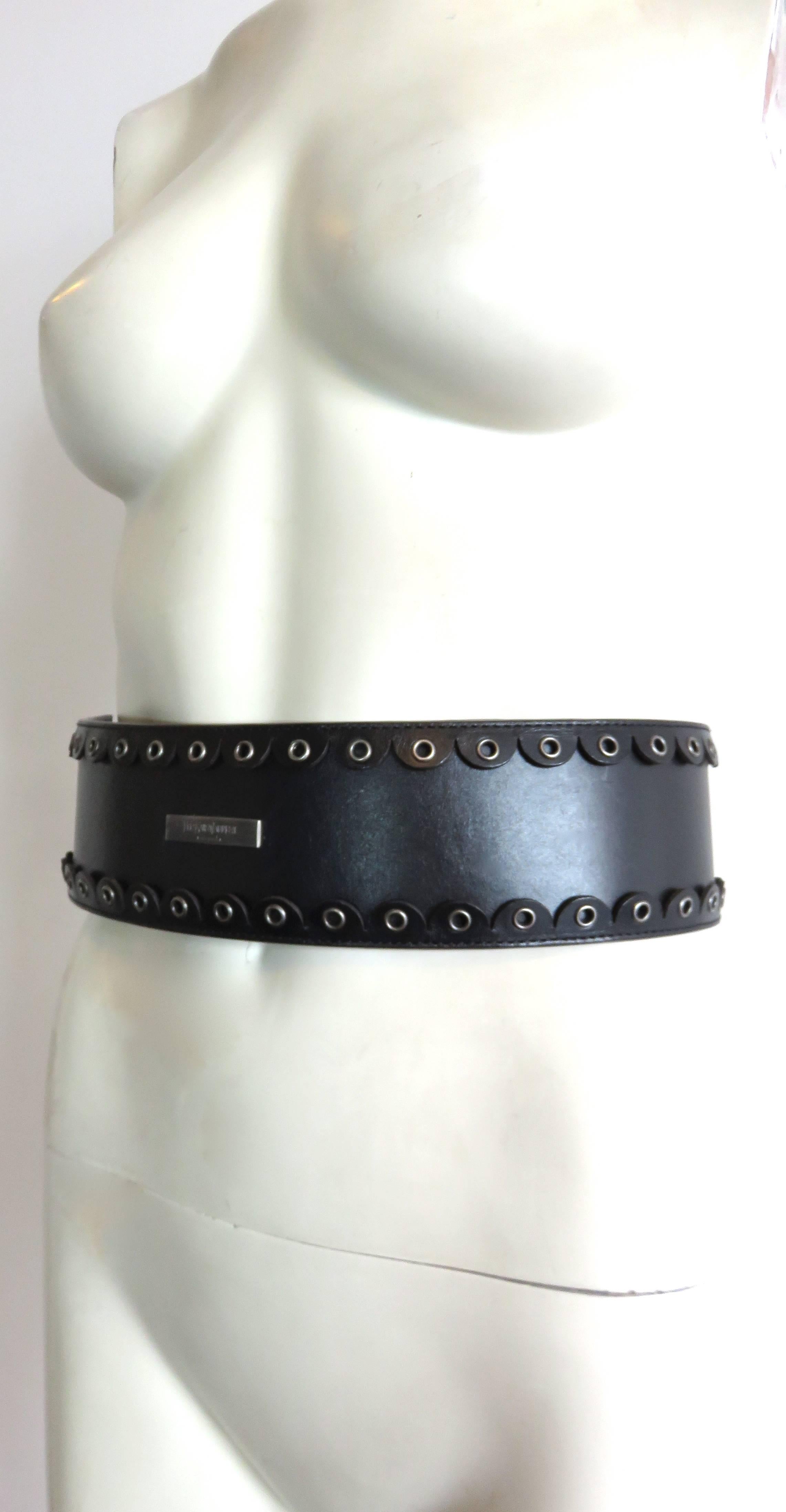 2001 YVES SAINT LAURENT by Tom Ford Wide leather runway belt YSL In Excellent Condition In Newport Beach, CA