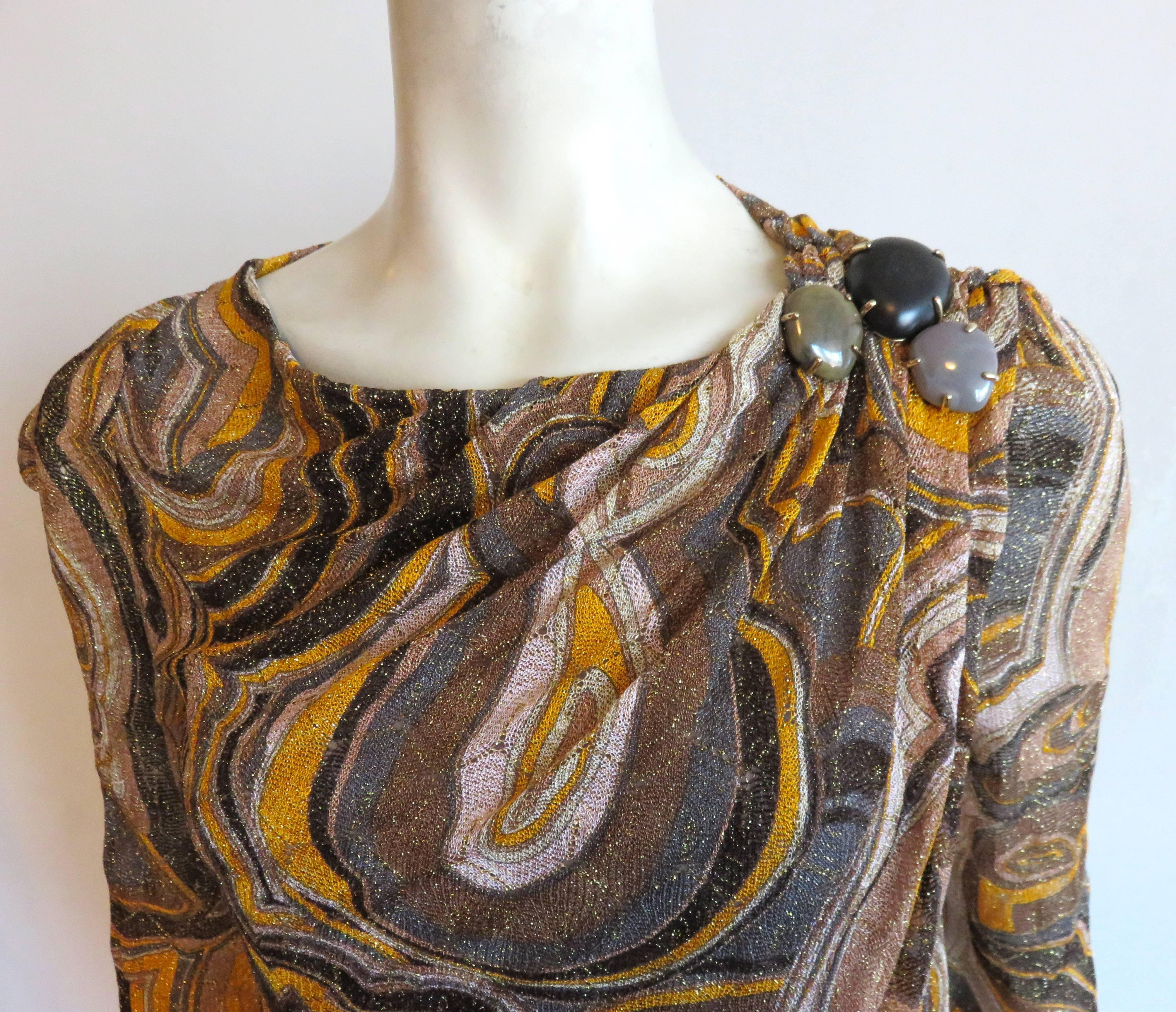 Brown MISSONI Agate-pattern sparkly knit cocktail dress - worn once