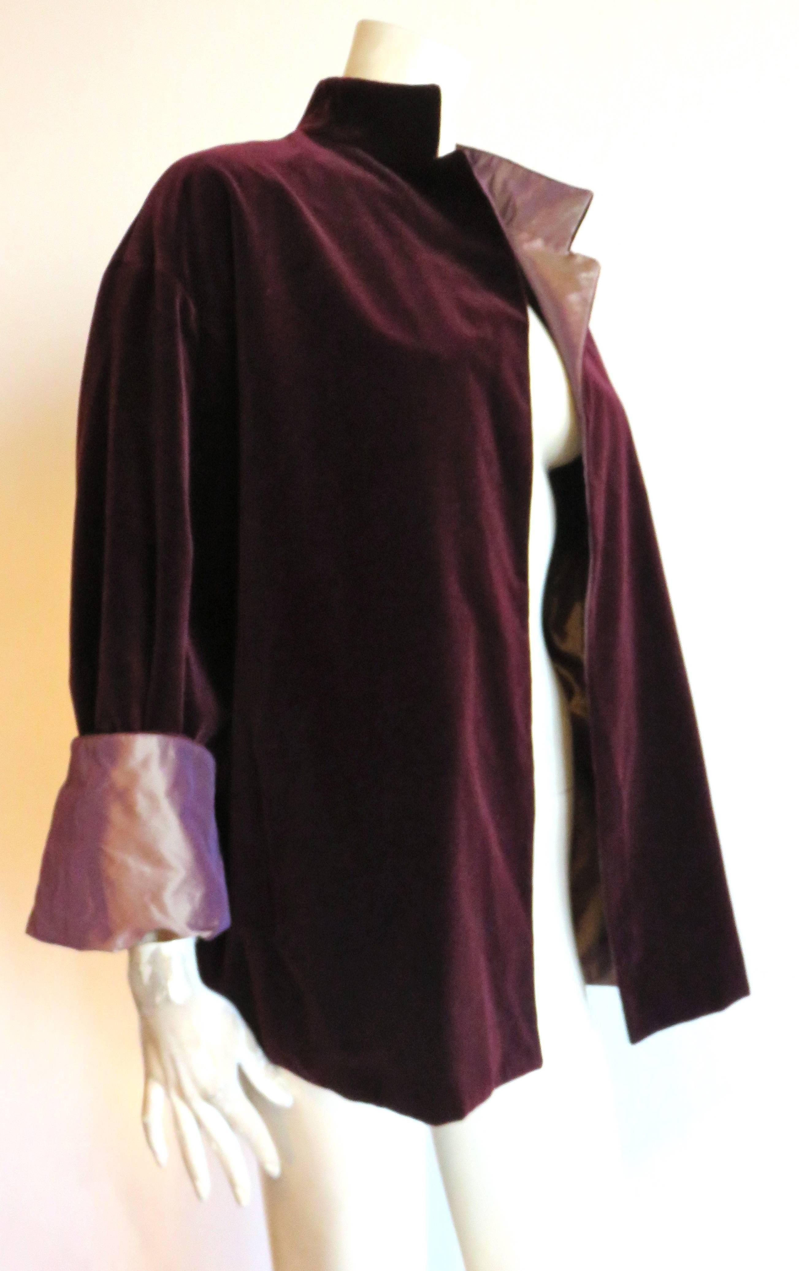 Women's 1990's ZORAN Reversible velvet / tonic silk evening jacket For Sale