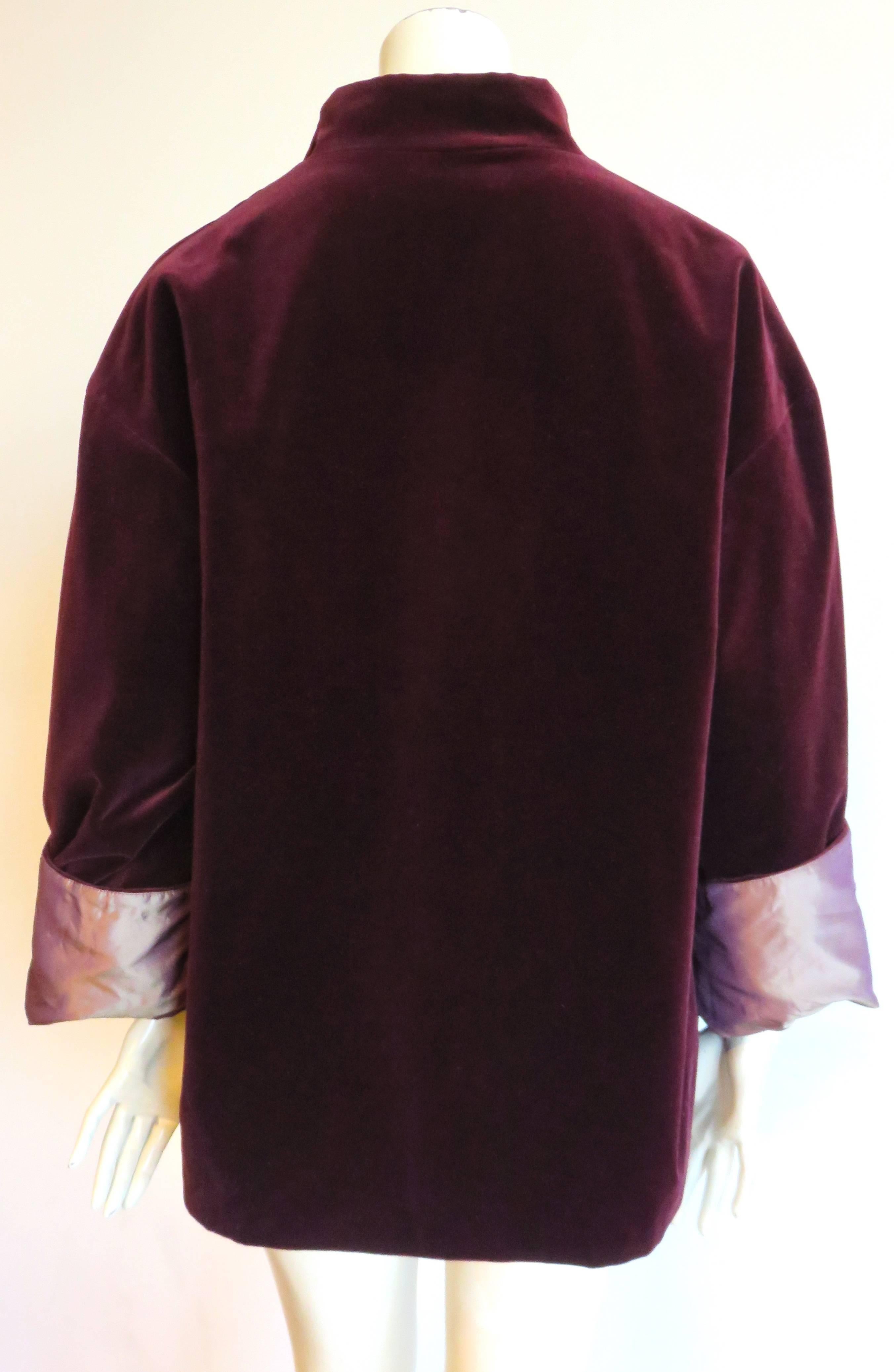 1990's ZORAN Reversible velvet / tonic silk evening jacket For Sale 4