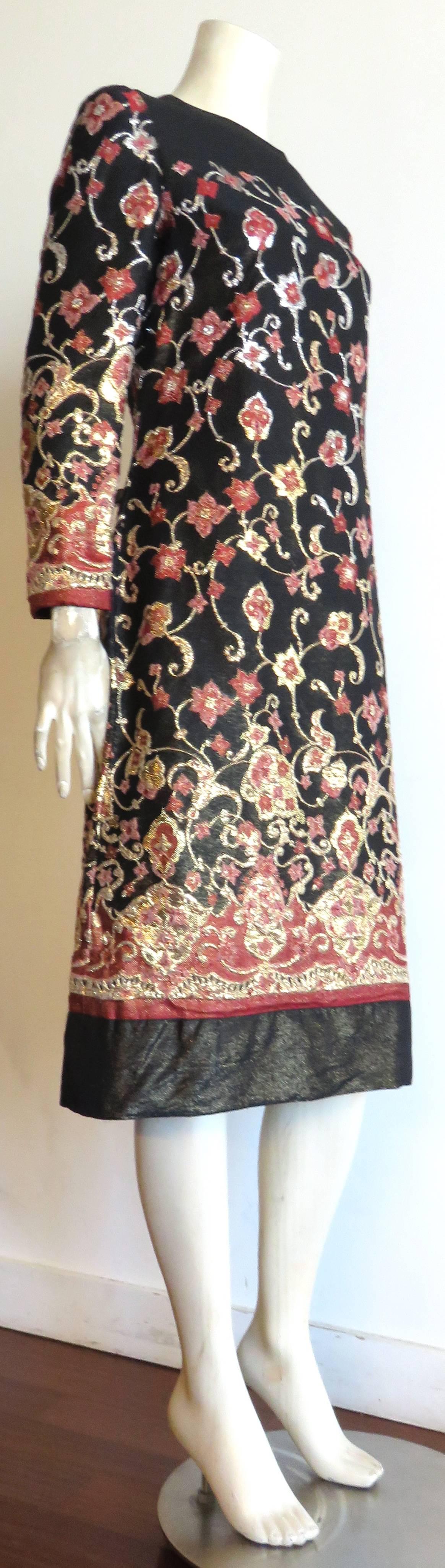 1960's ADELE SIMPSON Floral brocade evening dress In Good Condition In Newport Beach, CA