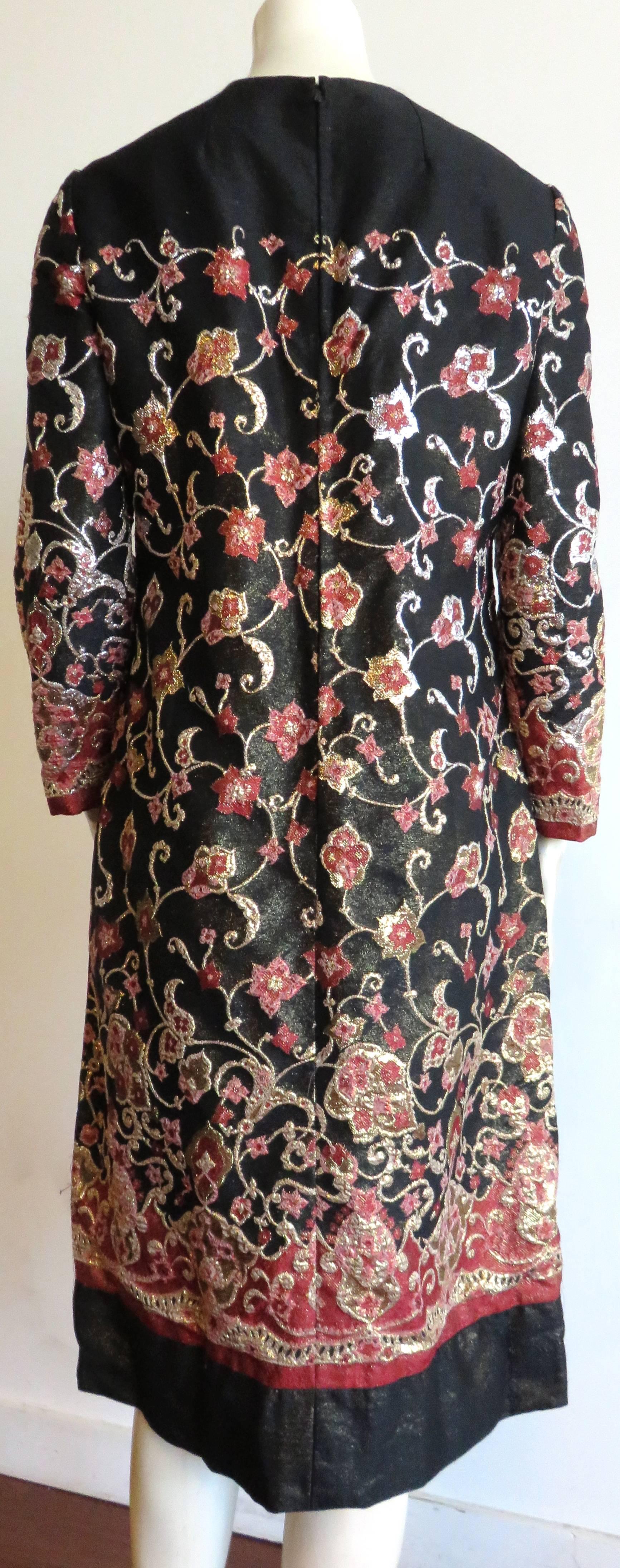 1960's ADELE SIMPSON Floral brocade evening dress 3