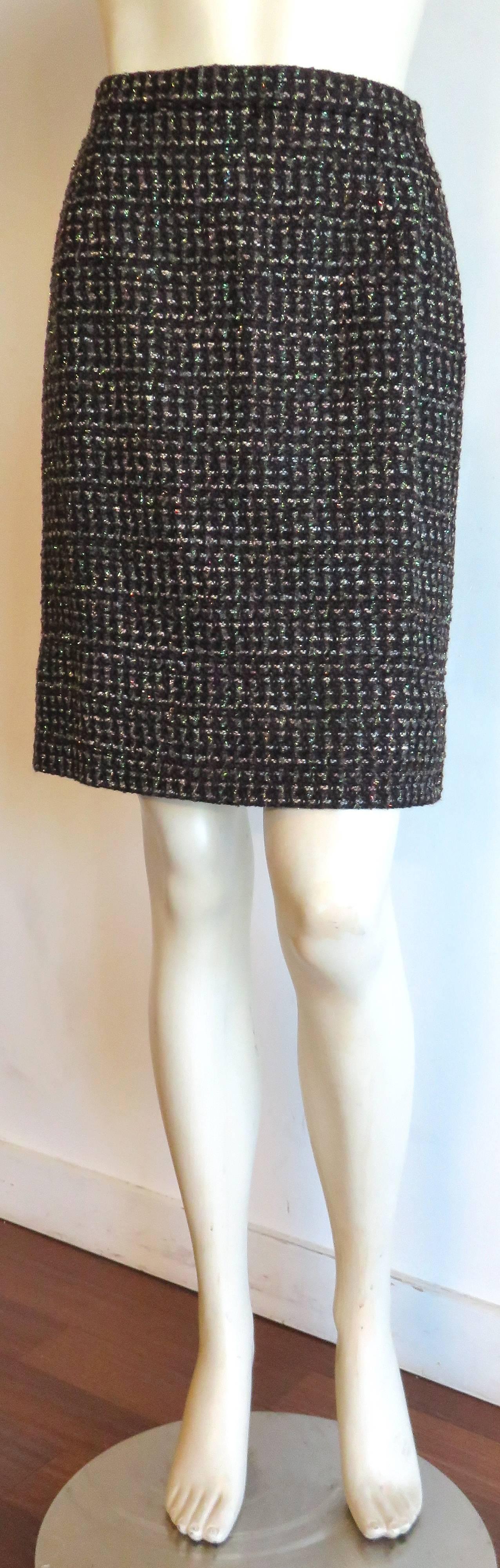 1980's CHANEL BOUTIQUE Metallic tweed evening skirt suit 4