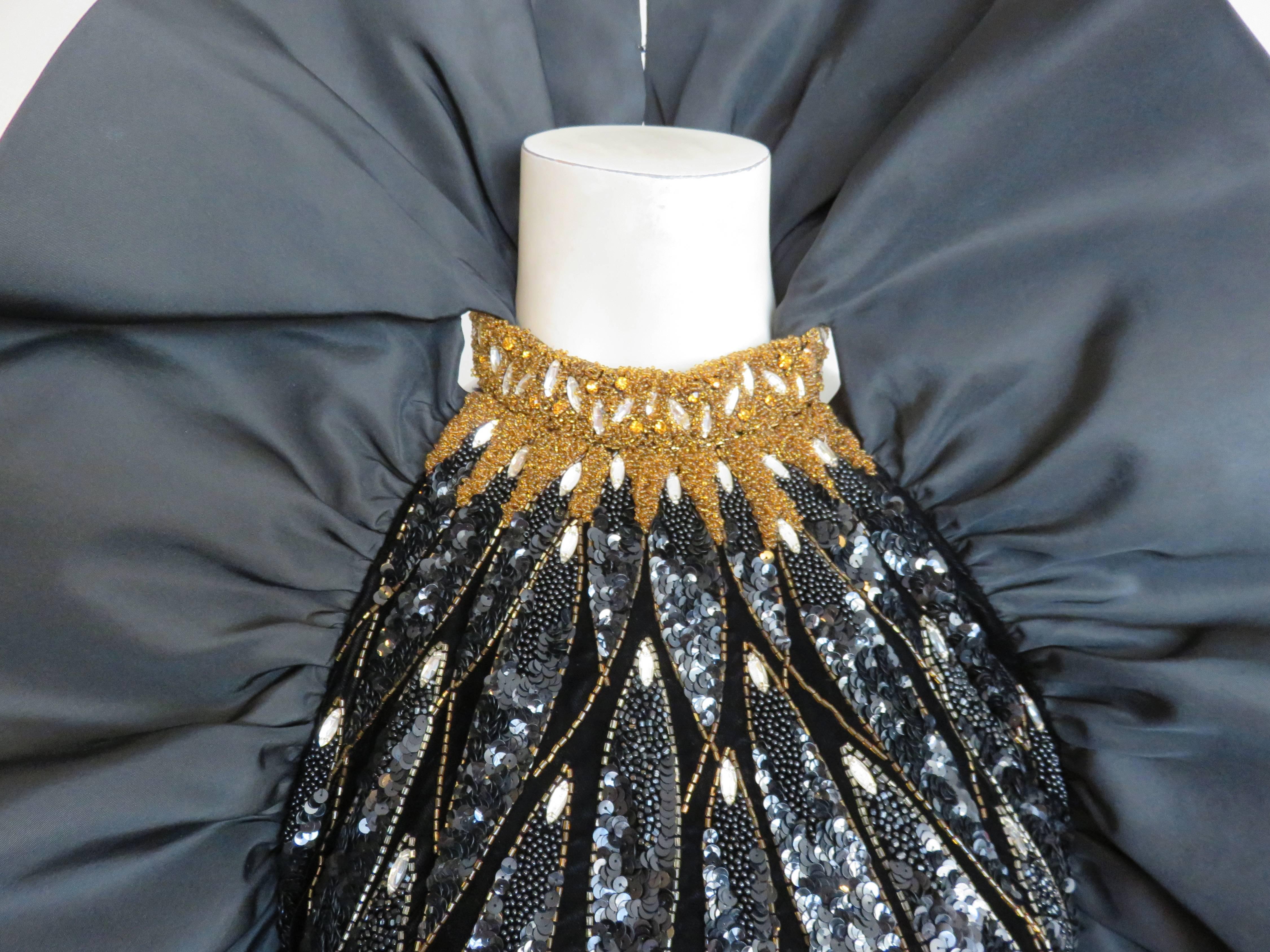 1980's PAUL-LOUIS ORRIER Embellished silk evening gown dress For Sale 2
