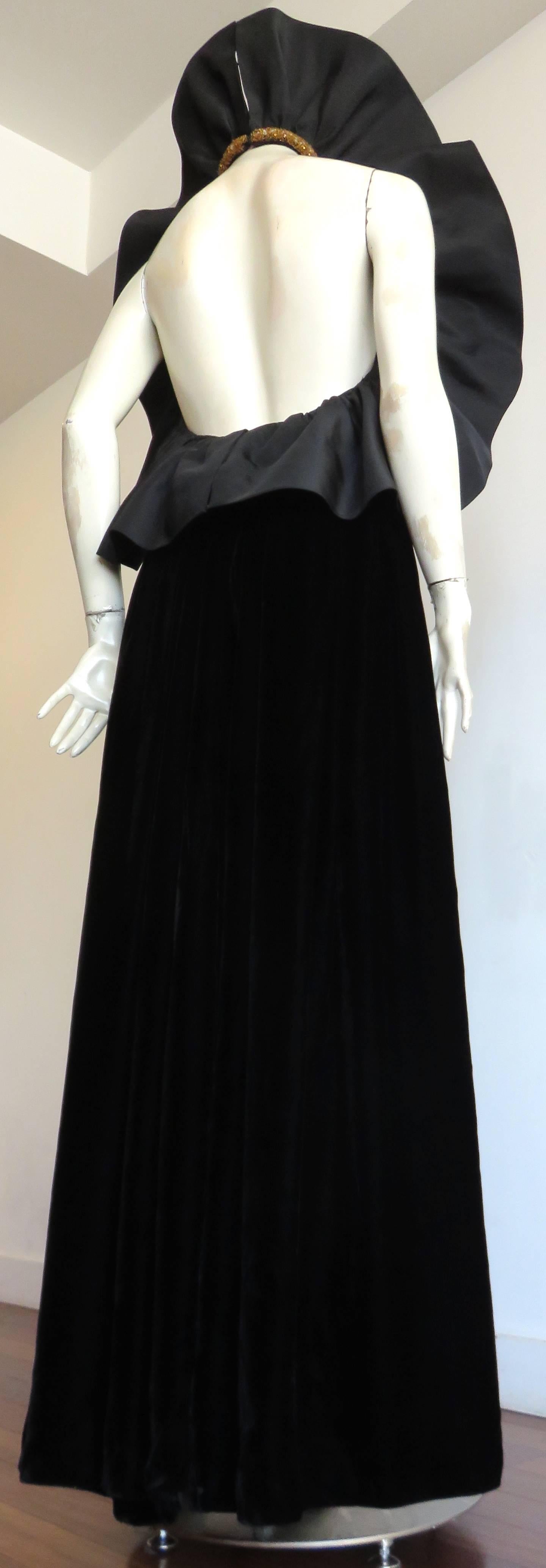 1980's PAUL-LOUIS ORRIER Embellished silk evening gown dress For Sale 4