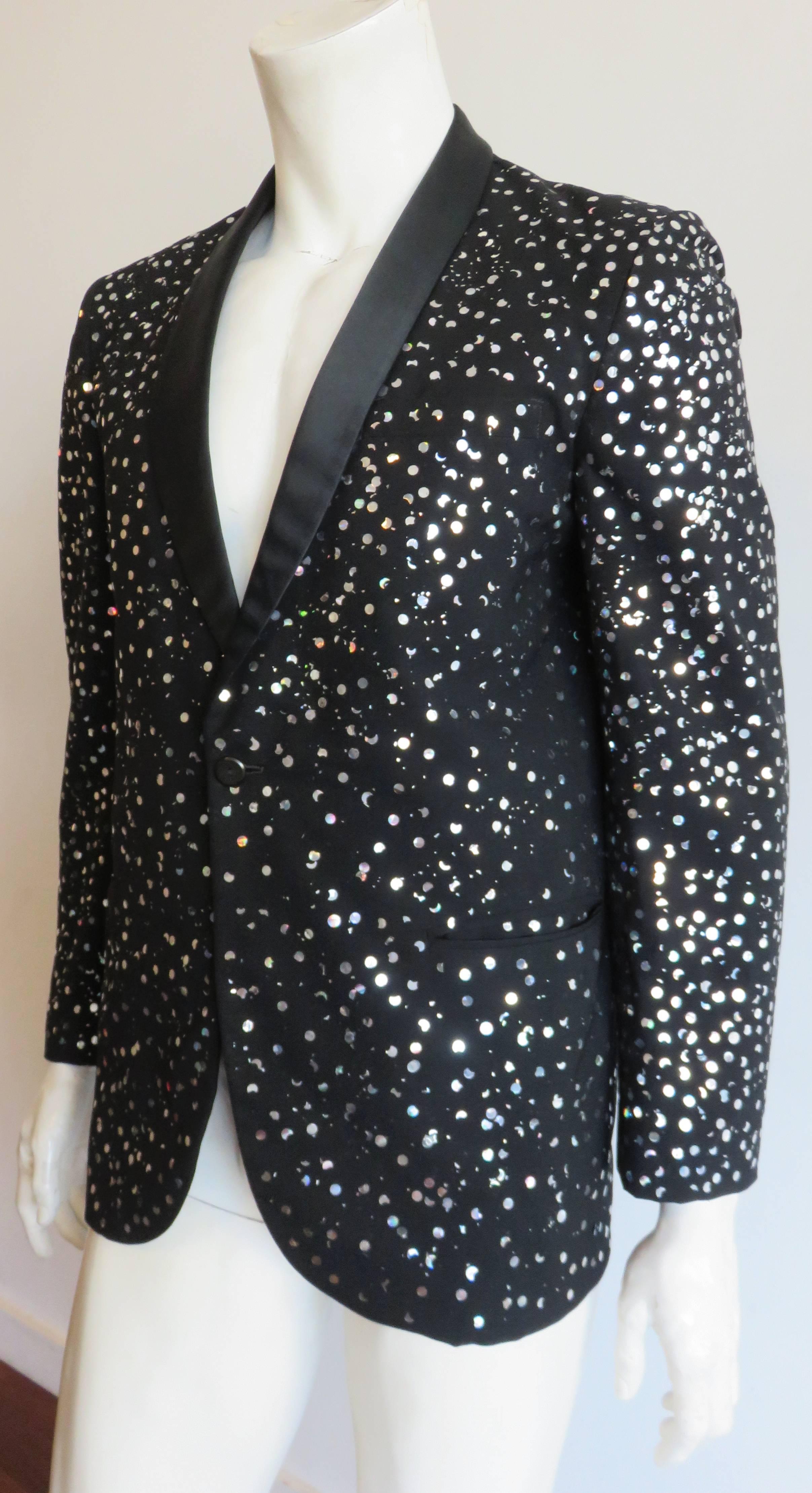 1980's Men's hologram confetti tuxedo jacket  For Sale 1
