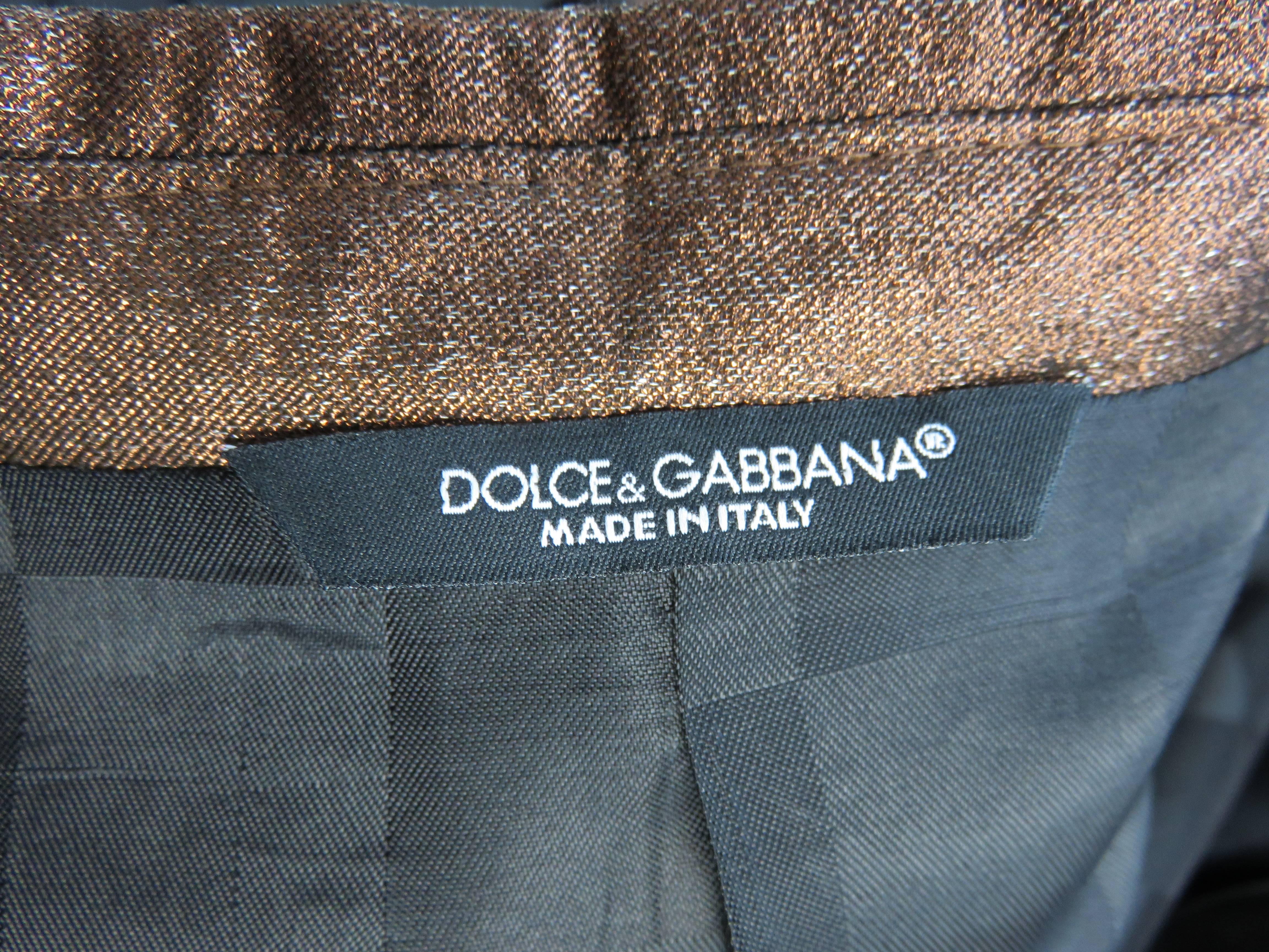 DOLCE & GABBANA Men's Metallic bronze tuxedo suit 1