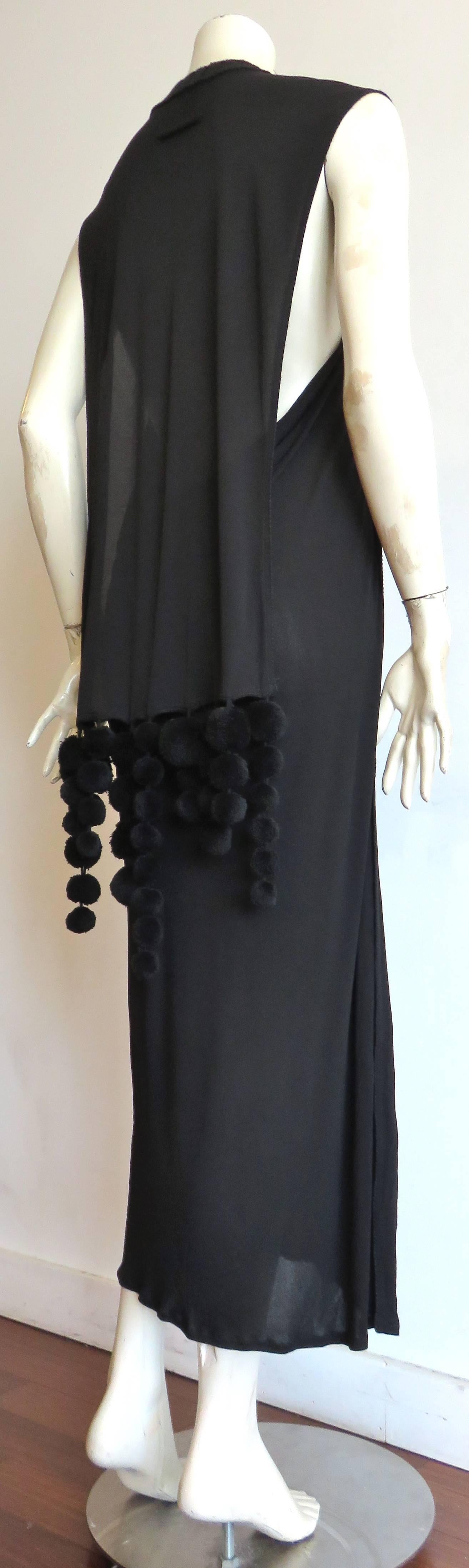 Black 1990's JEAN-PAUL GAULTIER Pom-tail silk cape dress For Sale
