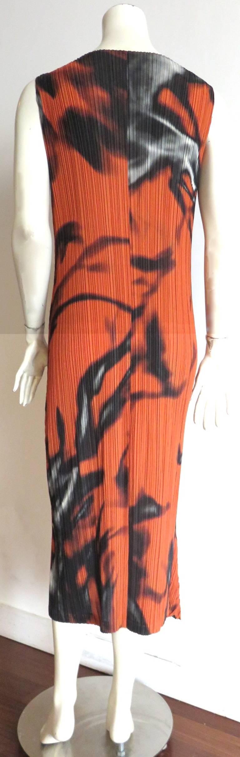 Women's ISSEY MIYAKE Pleated flame-print dress  For Sale
