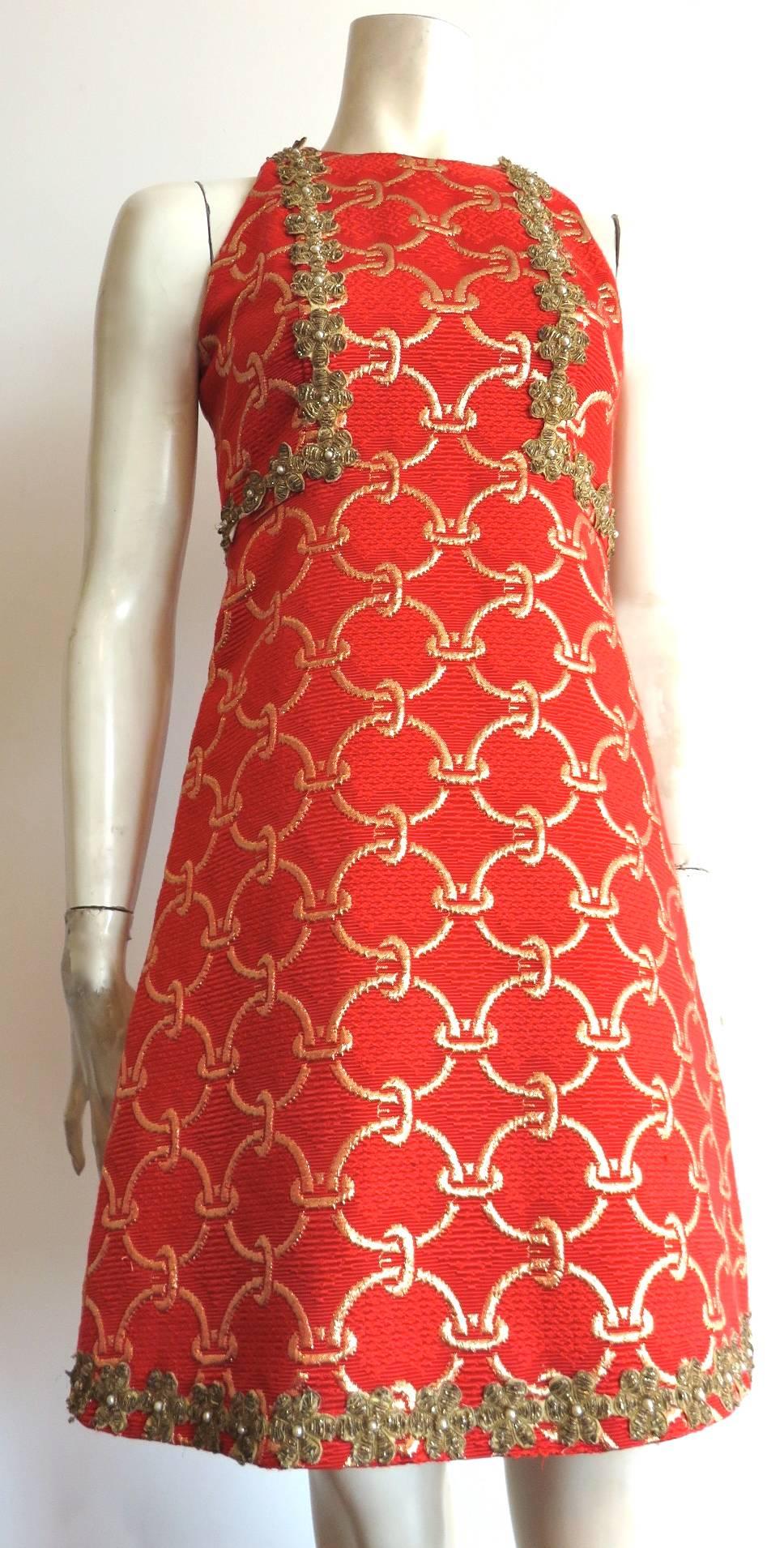 Women's 1960's OSCAR DE LA RENTA Embellished brocade cocktail dress