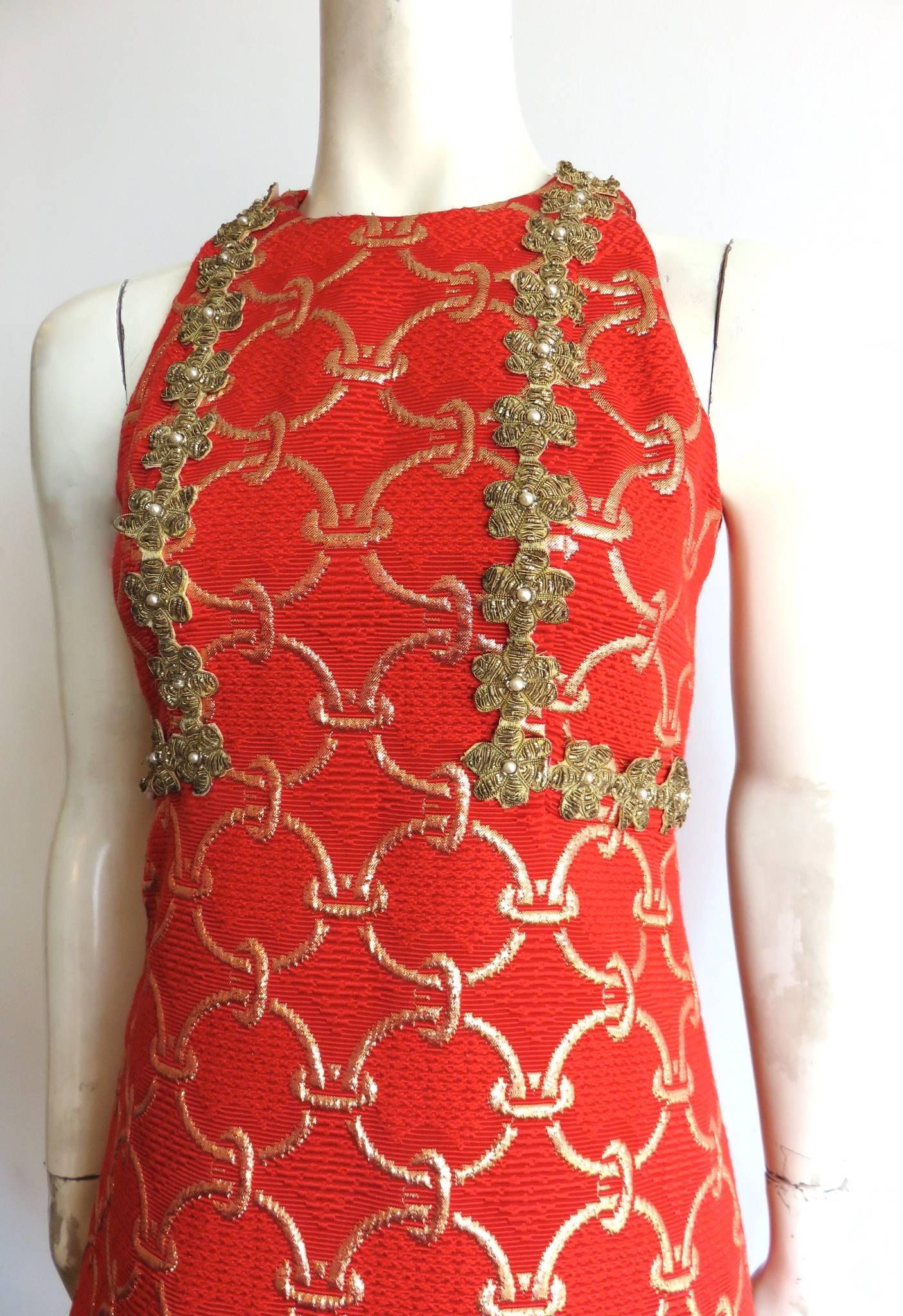 1960's OSCAR DE LA RENTA Embellished brocade cocktail dress 1