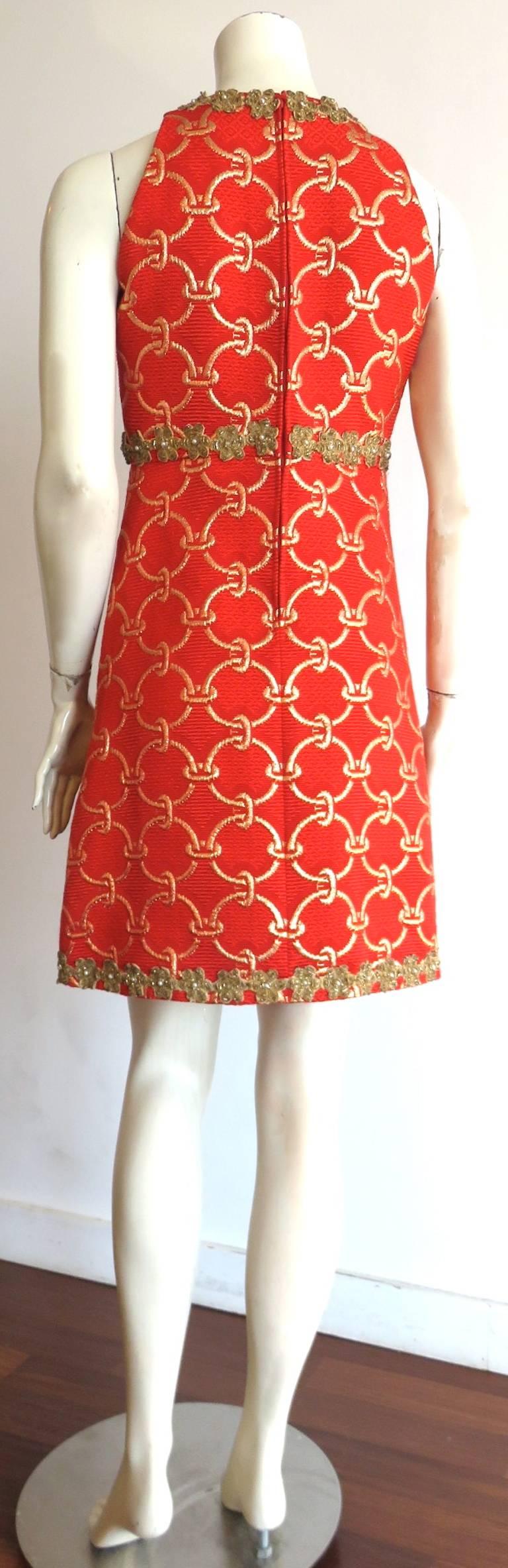 1960's OSCAR DE LA RENTA Embellished brocade cocktail dress 4