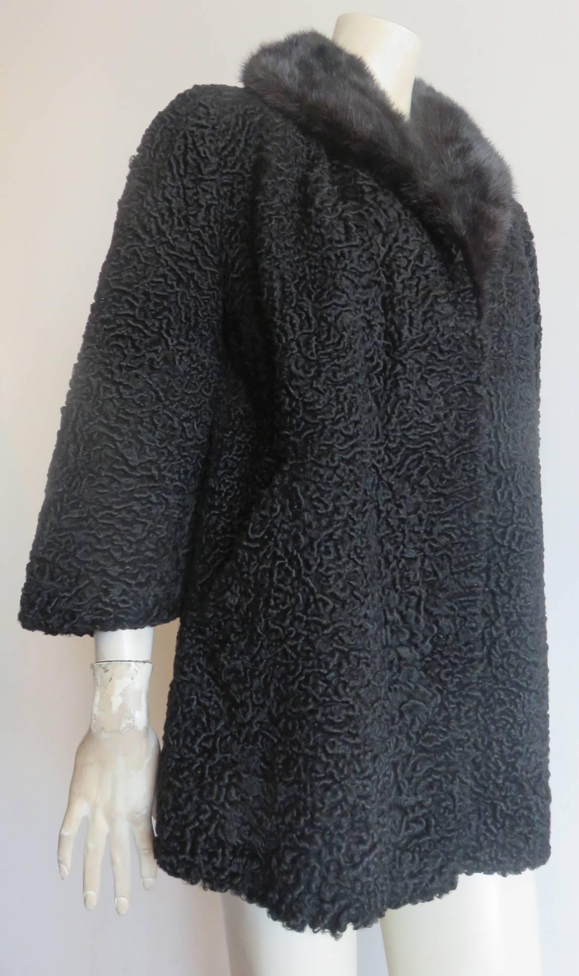 1960's MAX BOGEN Mint condition Persian lamb & mink fur coat For Sale 2