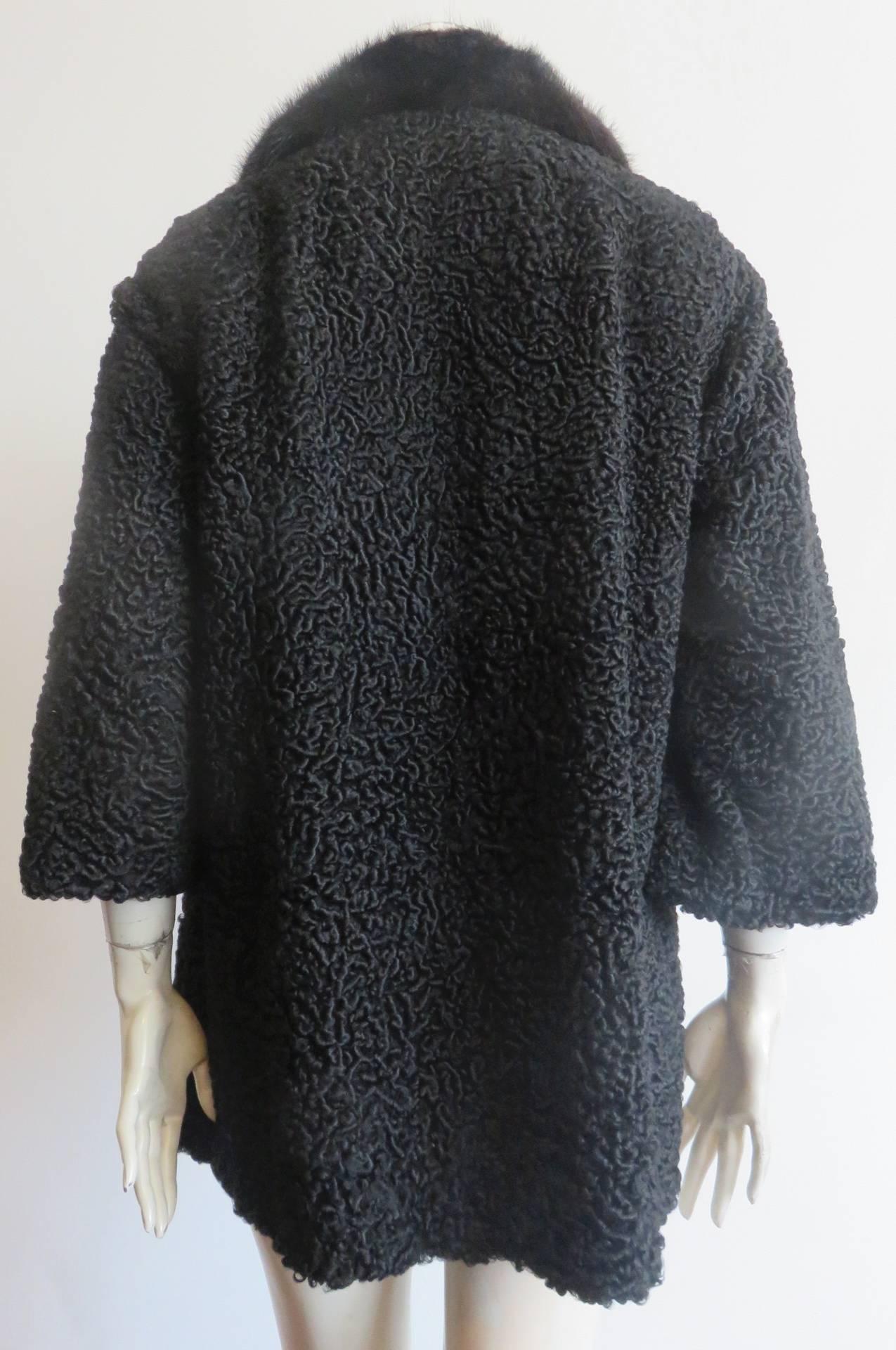 1960's MAX BOGEN Mint condition Persian lamb & mink fur coat For Sale 1