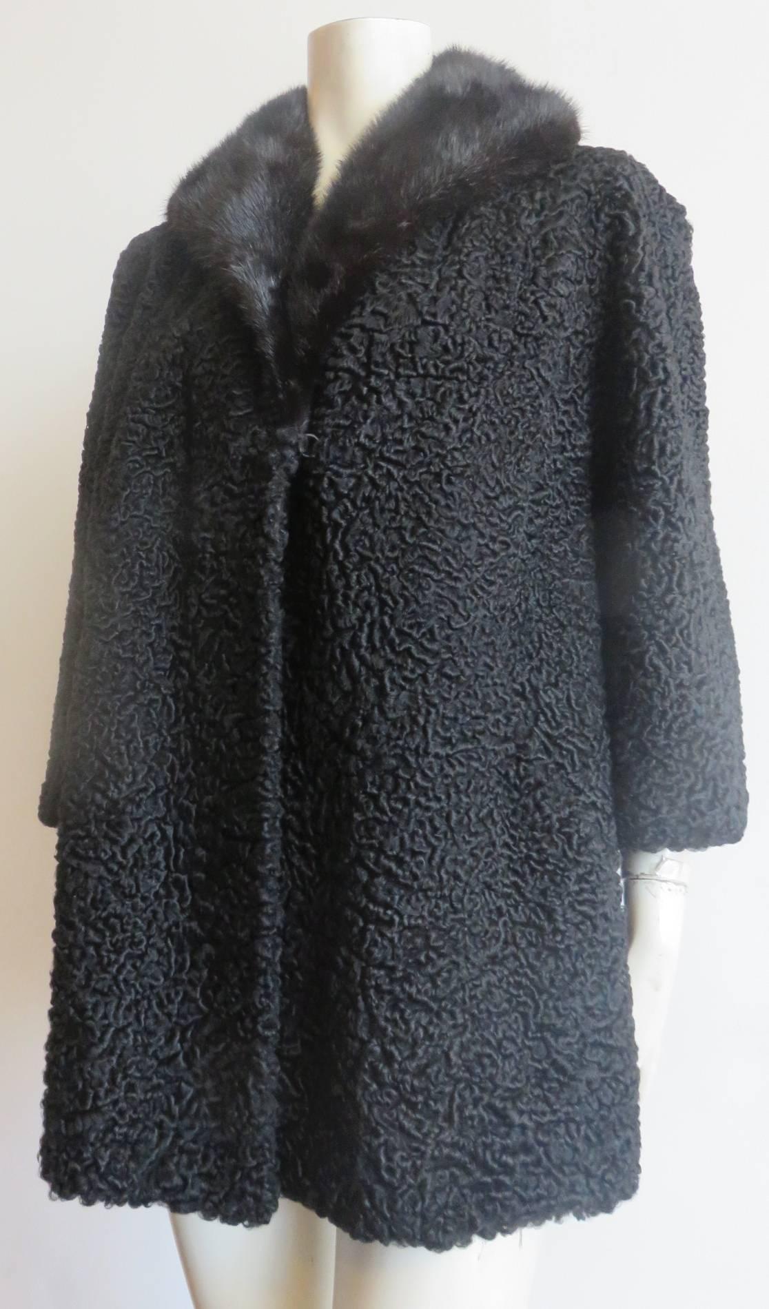 Women's 1960's MAX BOGEN Mint condition Persian lamb & mink fur coat For Sale