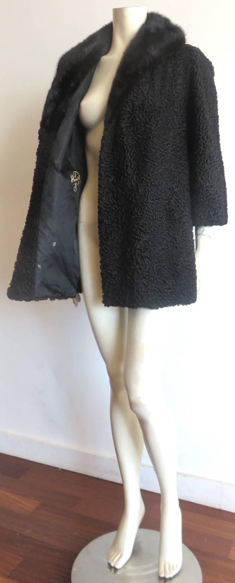1960's MAX BOGEN Mint condition Persian lamb & mink fur coat In New Condition For Sale In Newport Beach, CA