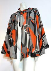 1970's LA MENDOLA Deco-printed silk cape