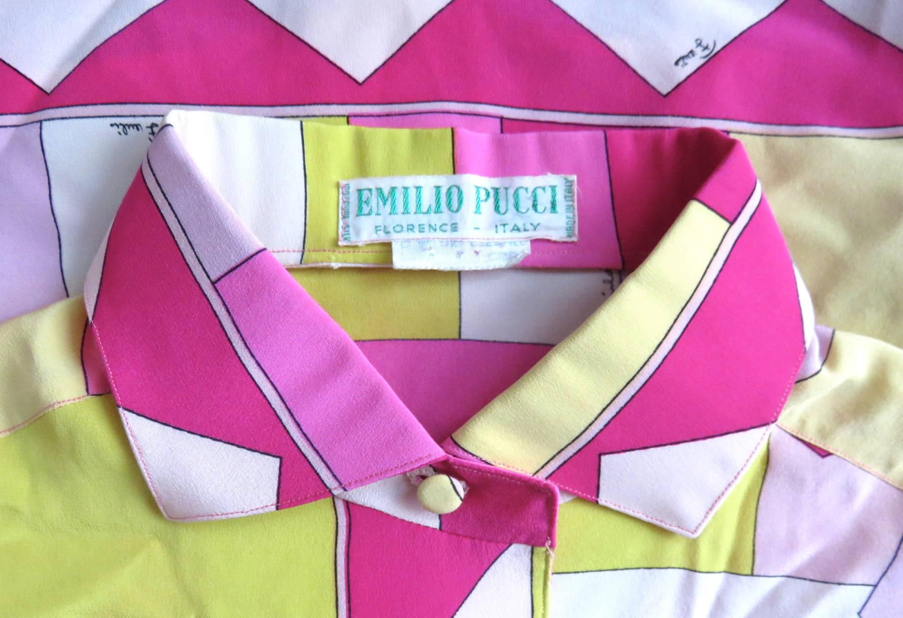 1960's EMILIO PUCCI Signature printed silk shirt  For Sale 1