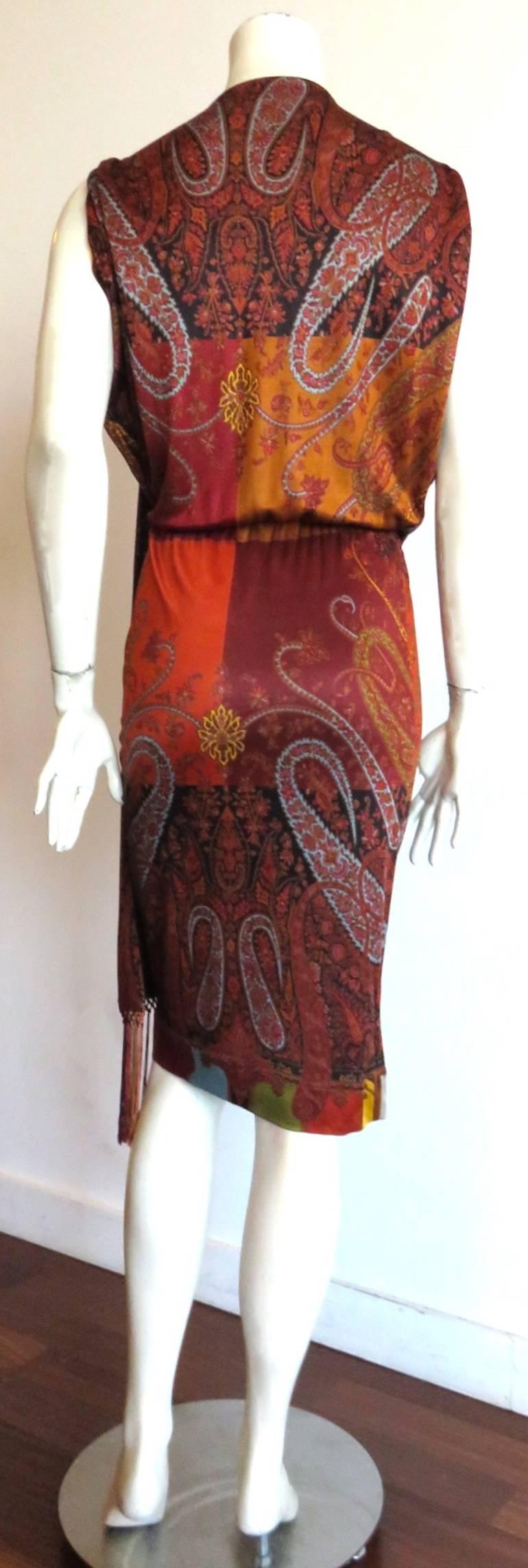 Brown HERMES PARIS by Gaultier Paisley scarf dress