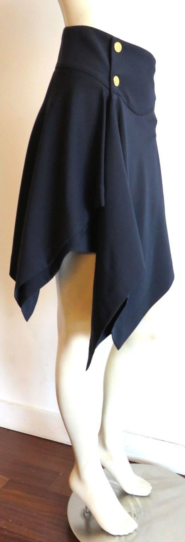 Women's 1999 VIVIENNE WESTWOOD Navy asymmetrical point hem wrap skirt