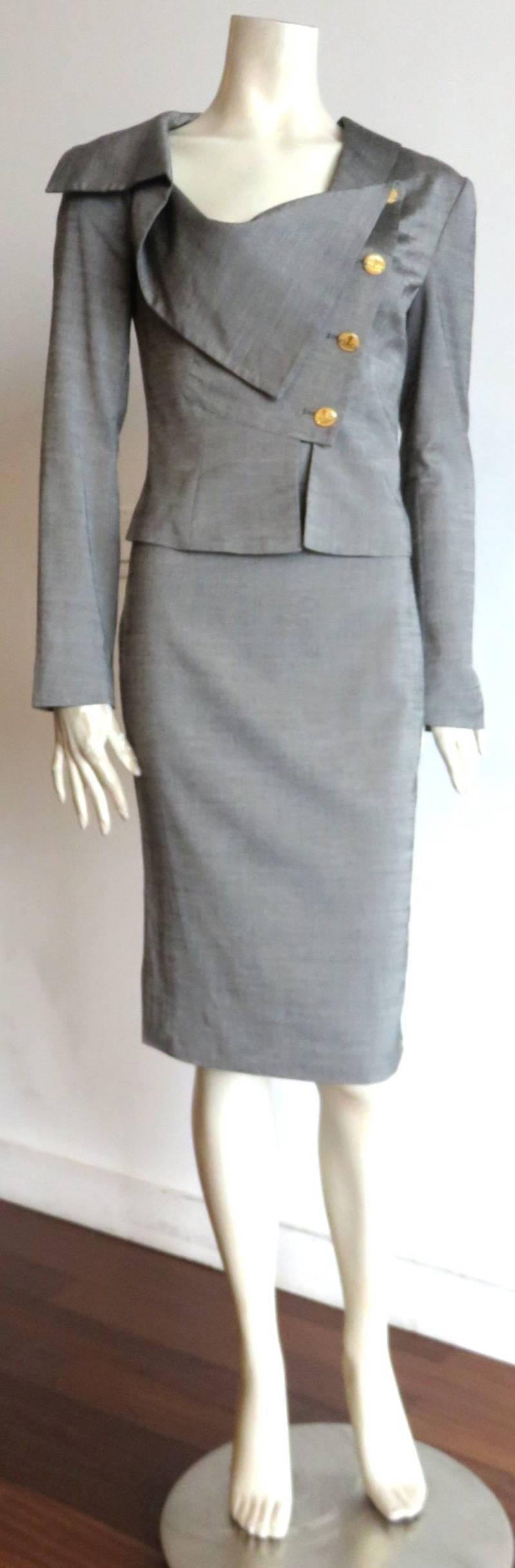 Gray VIVIENNE WESTWOOD Asymmetrical skirt suit  For Sale
