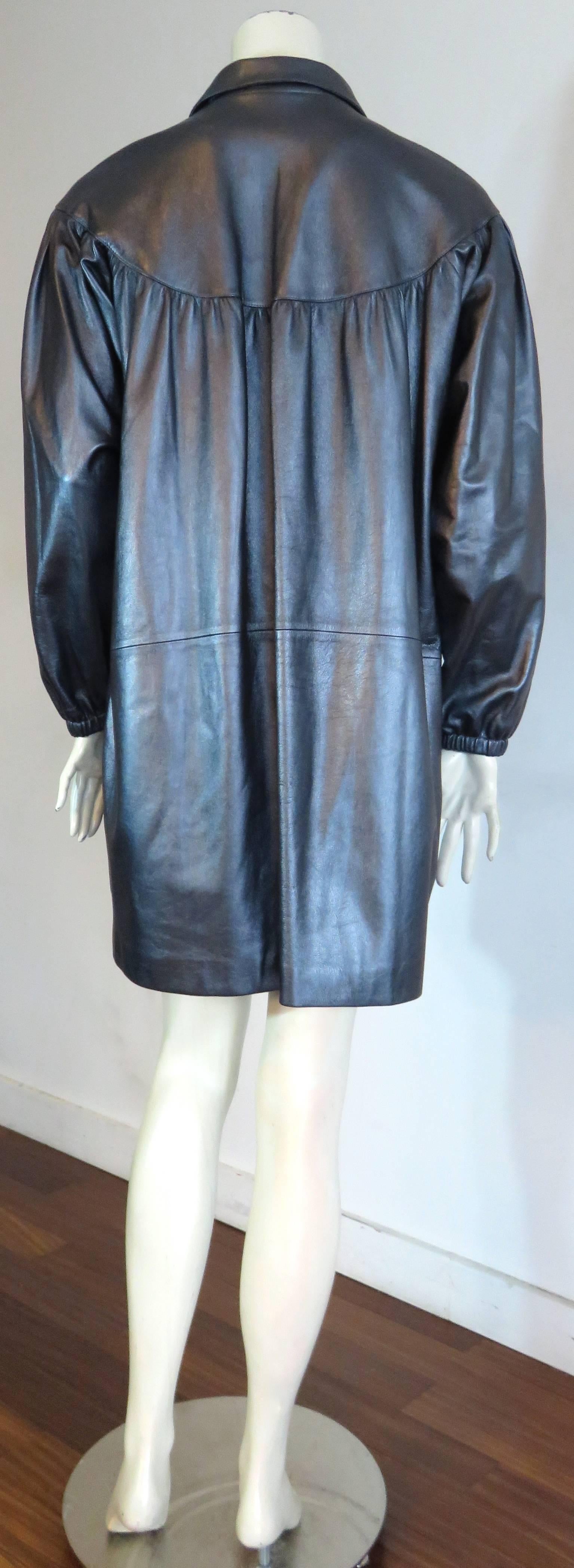 Women's CHANEL PARIS Pewter lambskin leather coat - worn once For Sale