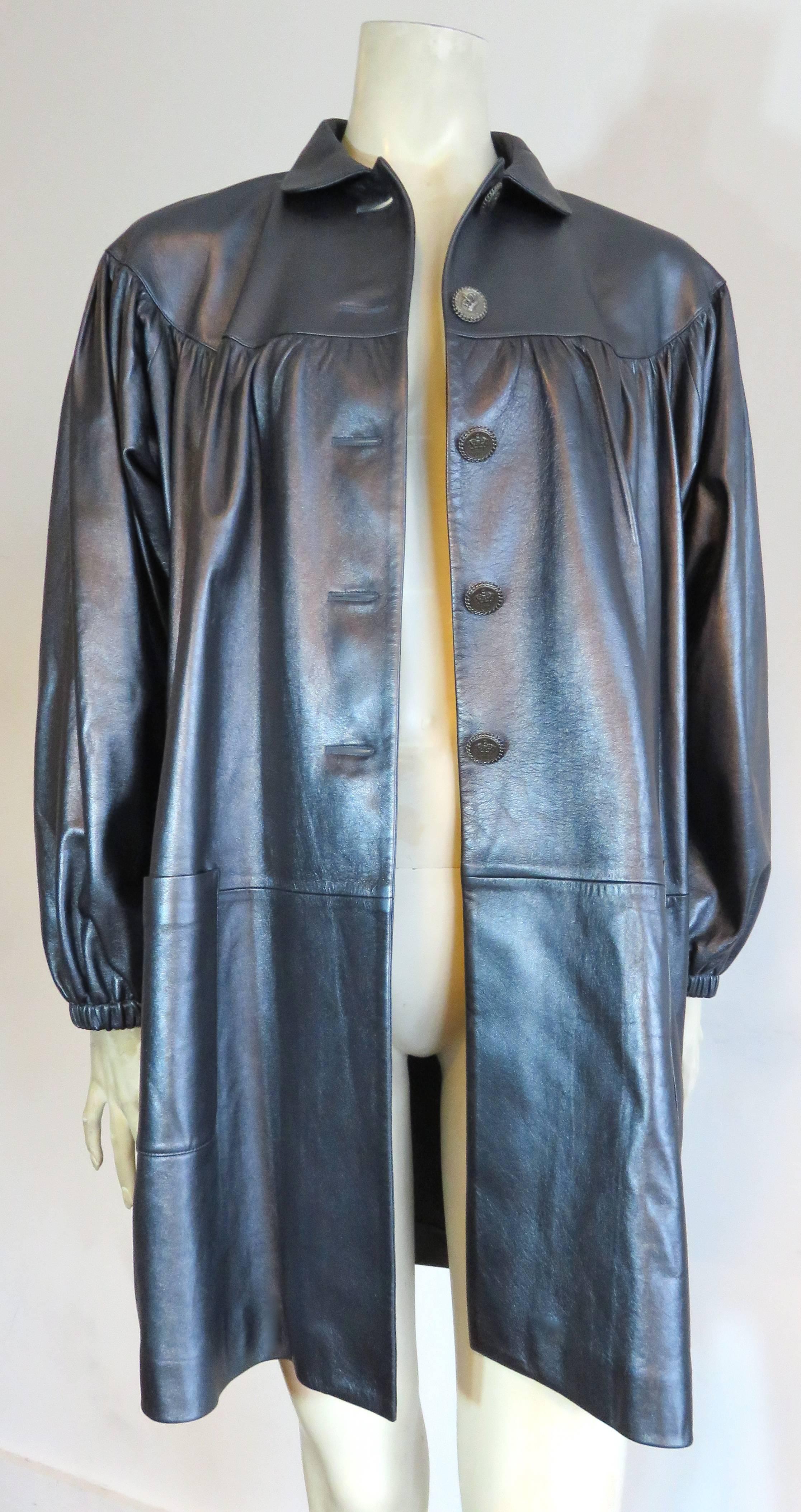 CHANEL PARIS Pewter lambskin leather coat - worn once For Sale 1