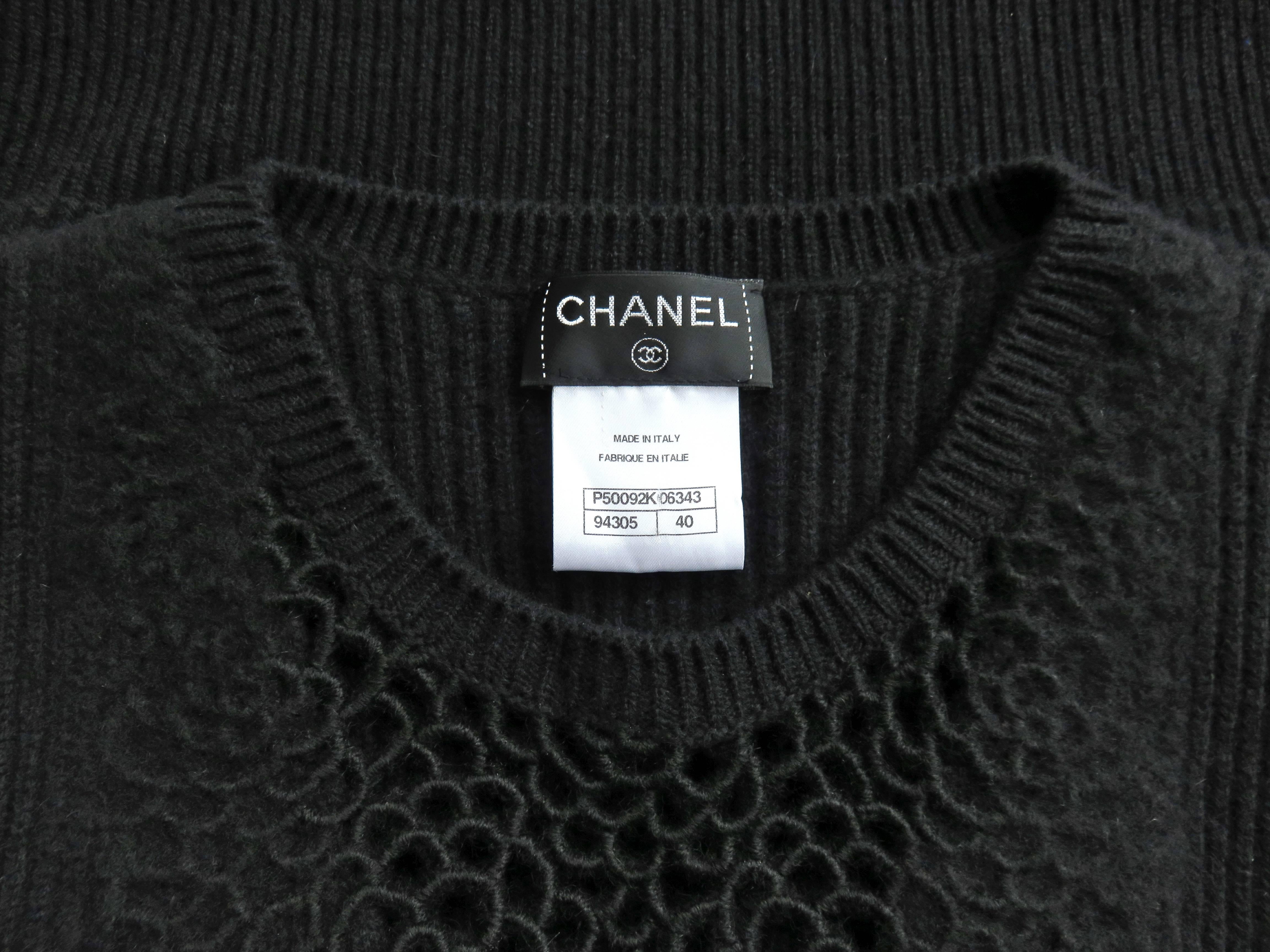 CHANEL PARIS Embroidered Camellia cashmere sweater 2