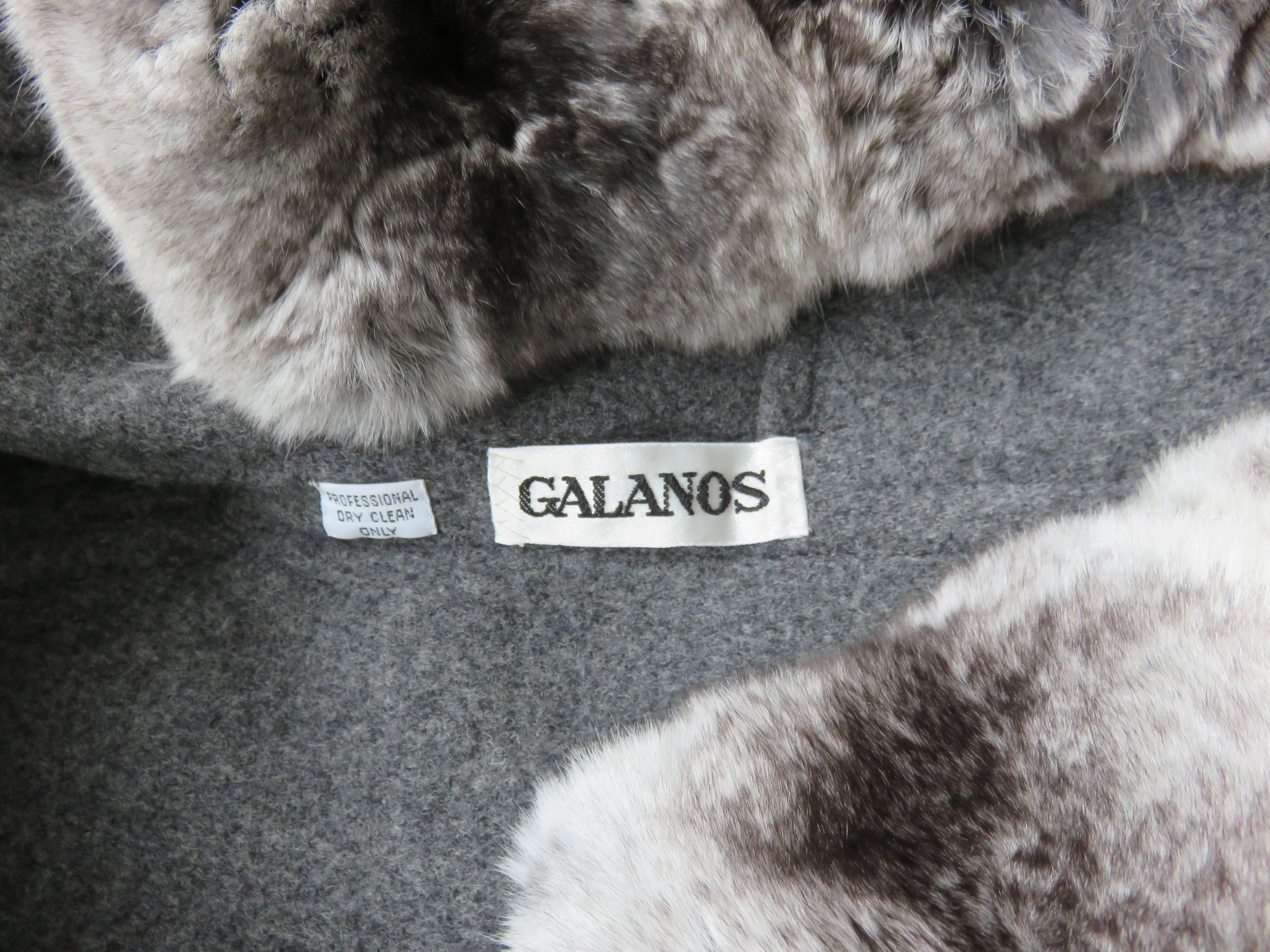 1980's GALANOS Chinchilla cuffed double-face wool coat For Sale 3