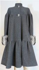 1980's GALANOS Chinchilla cuffed double-face wool coat