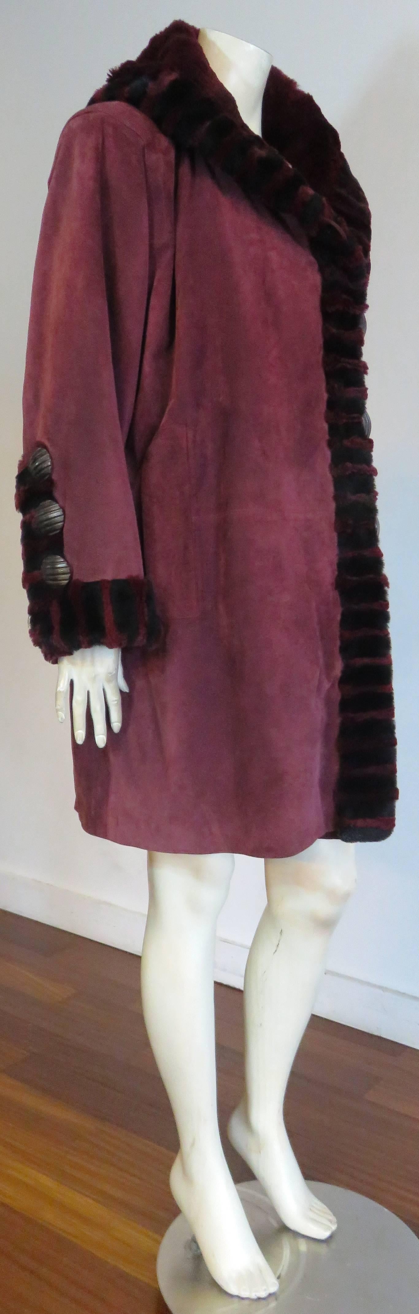Women's 1980's YVES SAINT LAURENT FURS Suede skin & fur coat For Sale