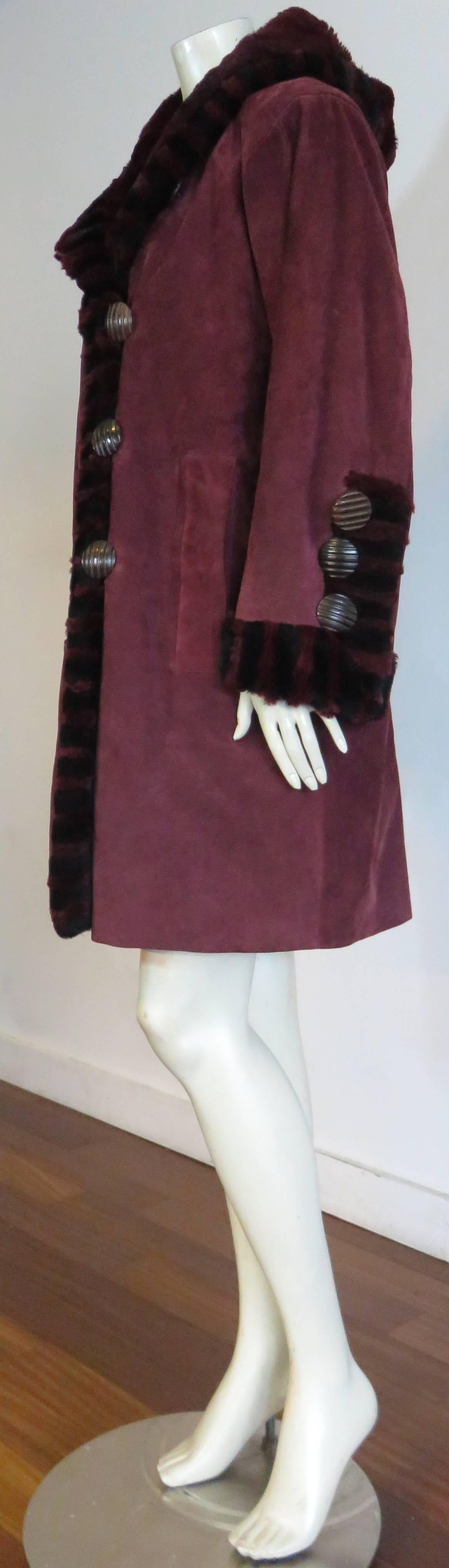 1980's YVES SAINT LAURENT FURS Suede skin & fur coat For Sale 2