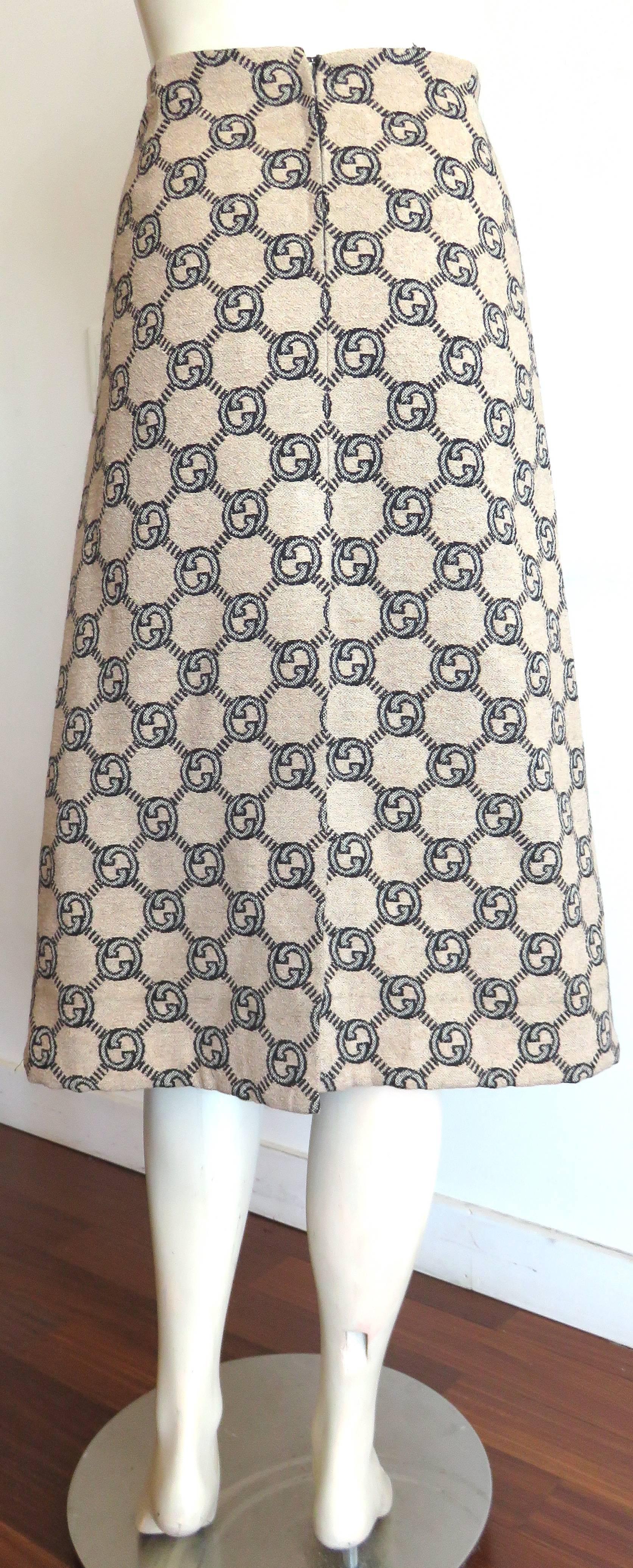 1970's GUCCI Monogram lattice wool skirt 1