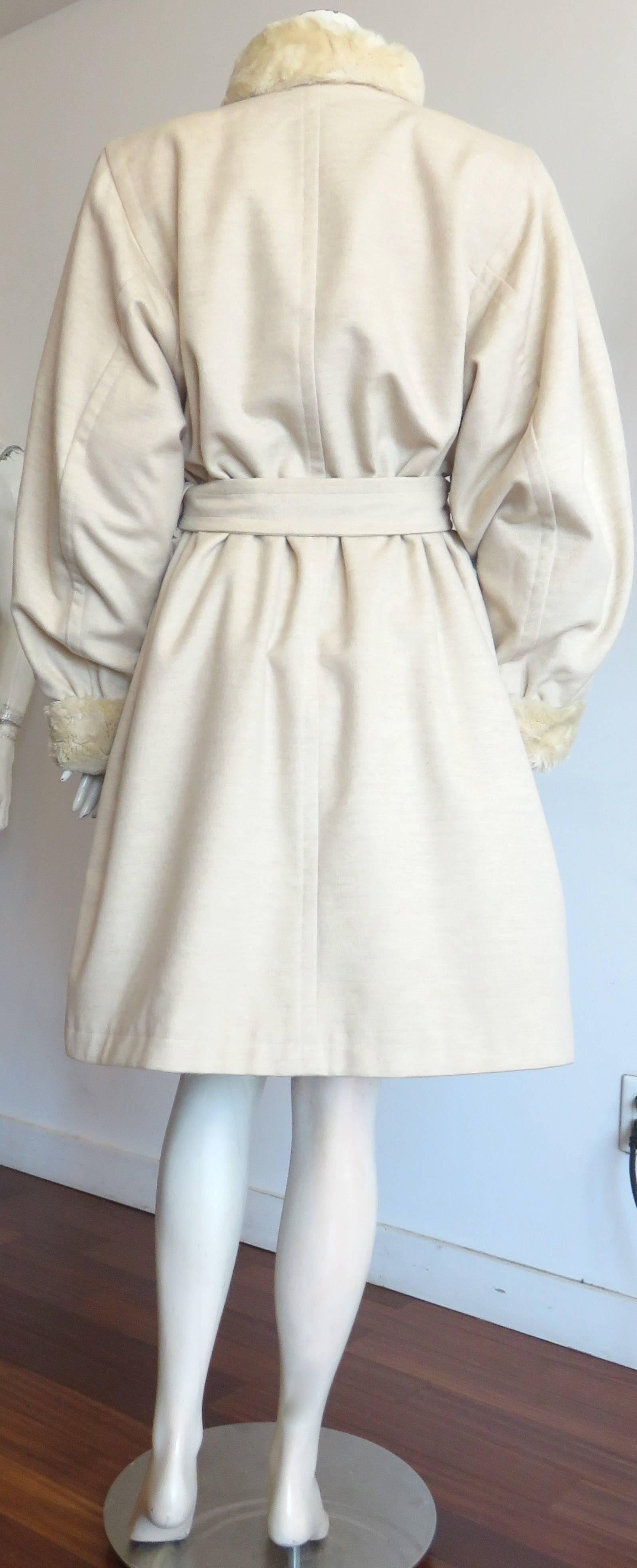 1980's YVES SAINT LAURENT FURS Wool cashmere fur lined coat YSL For Sale 3