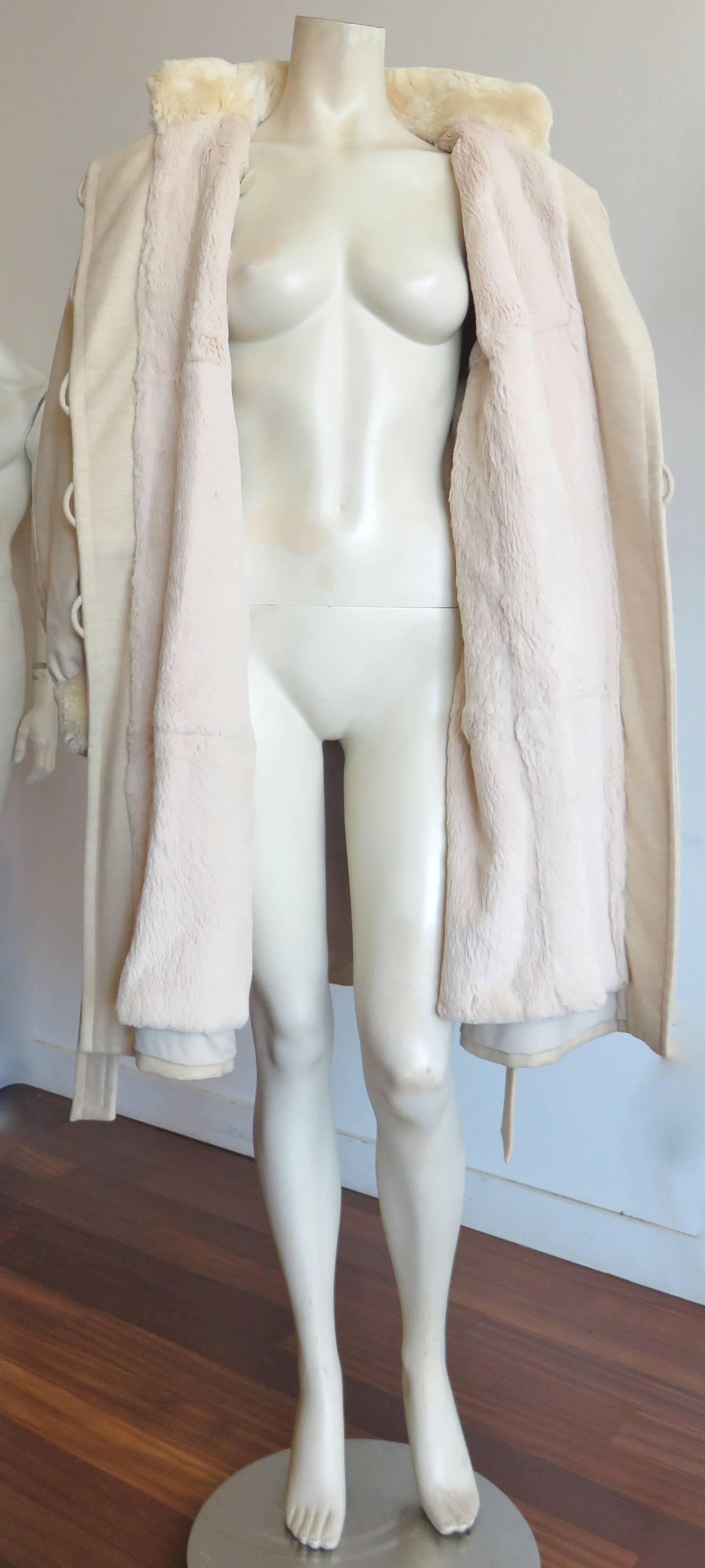 1980's YVES SAINT LAURENT FURS Wool cashmere fur lined coat YSL For Sale 2